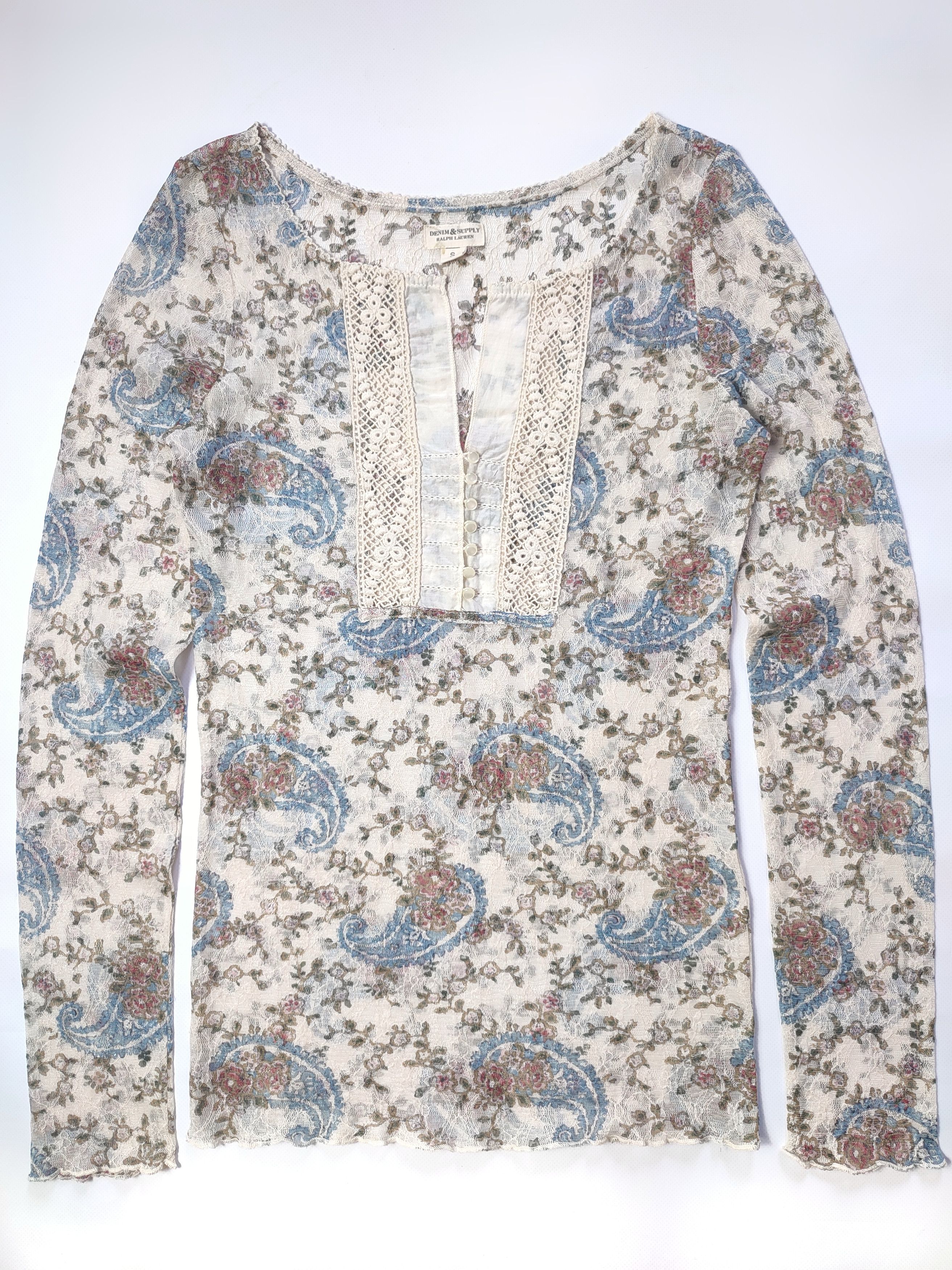 Denim & Supply Ralph Lauren Polo Mesh Pearl Blouse Size S / US 4 / IT 40 - 1 Thumbnail