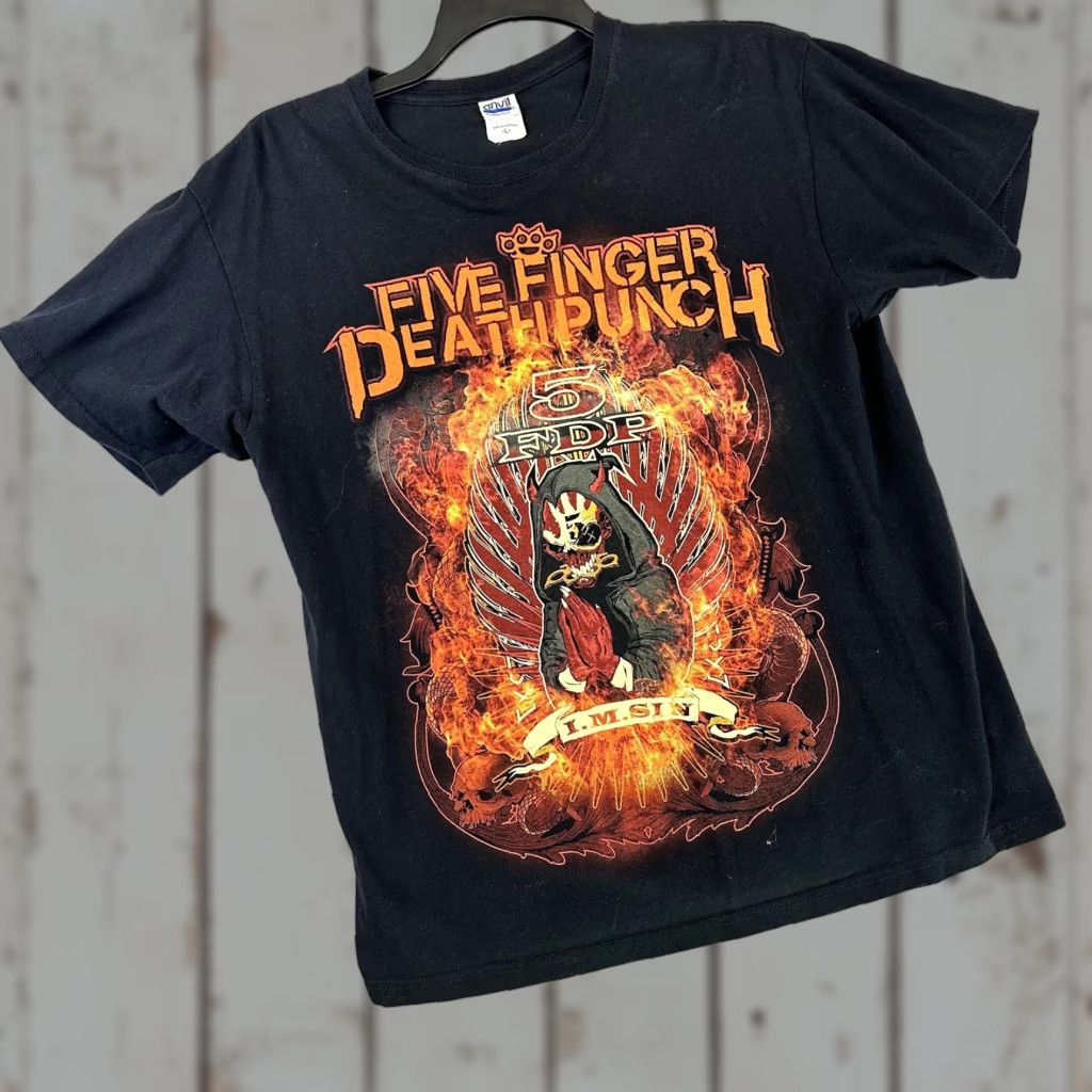 Anvil Five Finger Death Punch Shirt Mens Large Black Band Rock IMSIN Tour Tee Size US L / EU 52-54 / 3 - 1 Thumbnail