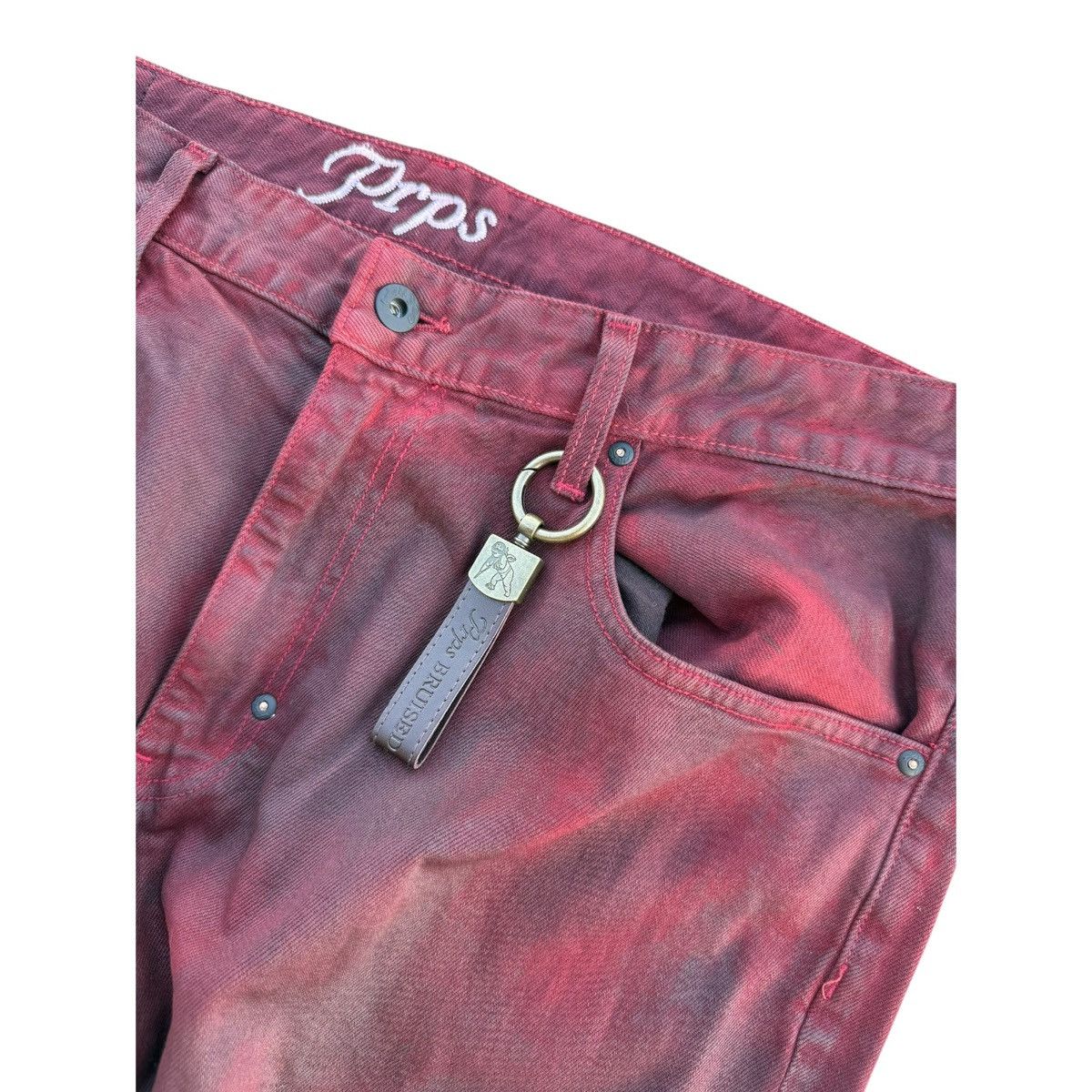 Prps PRPS Barracuda Relaxed Fit Maroon Overdyed Jeans 38 NWT Size US 38 / EU 54 - 2 Thumbnail