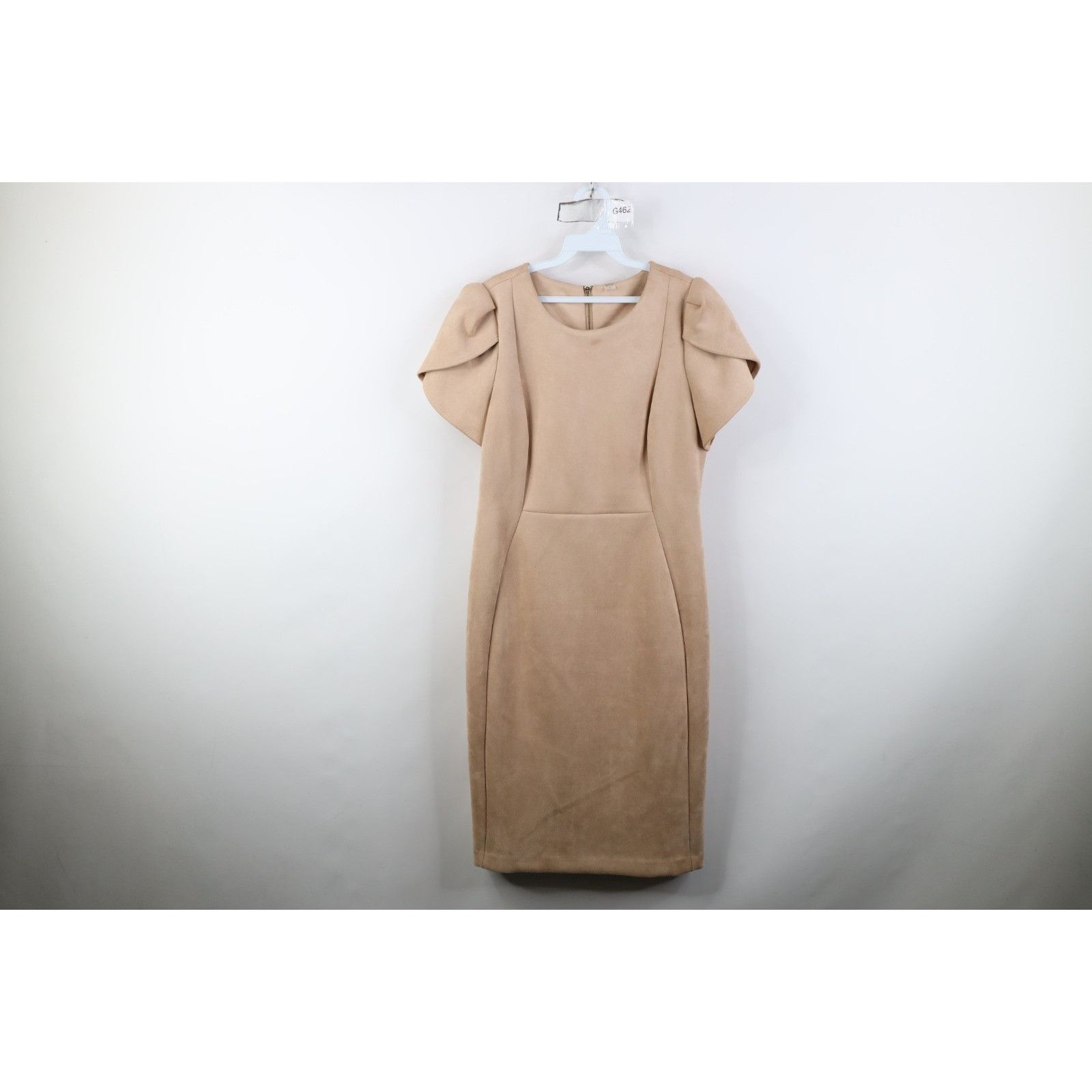 Calvin Klein Calvin Klein Beige Faux Scuba Suede Petal Sleeve Dress Size XL / US 12-14 / IT 48-50 - 1 Thumbnail