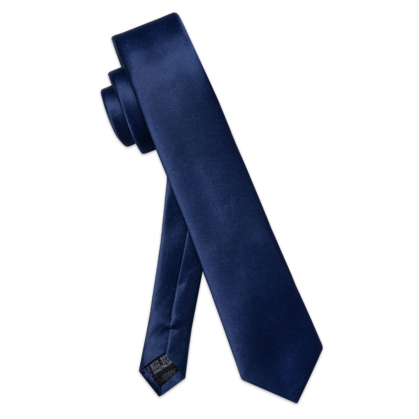 Japanese Brand Luxury Skinny Solid Blue Neck Tie Set Mens Size ONE SIZE - 2 Thumbnail