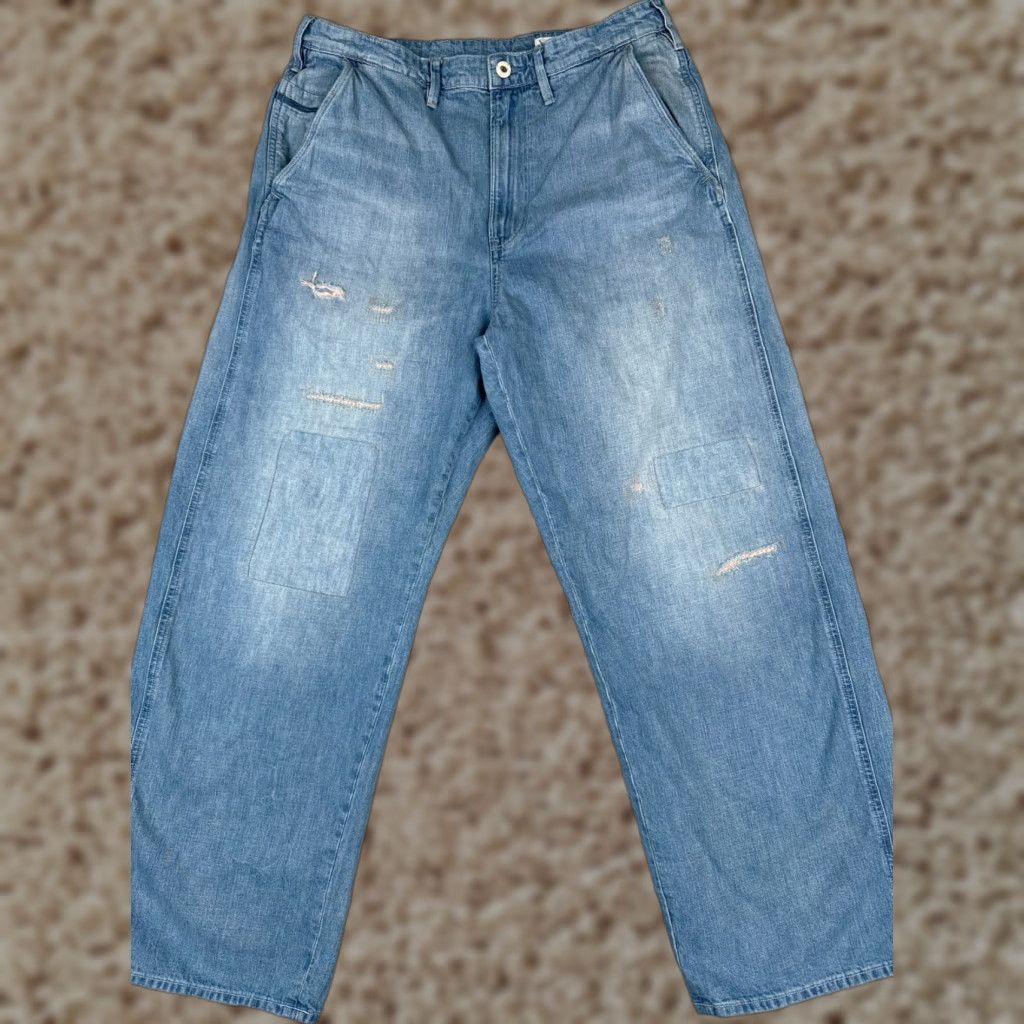 G-Star G-Star Jeans Mens 32x29 Blue Restored Denim Lintell High Dad Wide Leg Patches Jeans Mens 32 Blue G-Star Lintell 3301 Designer Preppy Size US 32 / EU 48 - 1 Thumbnail