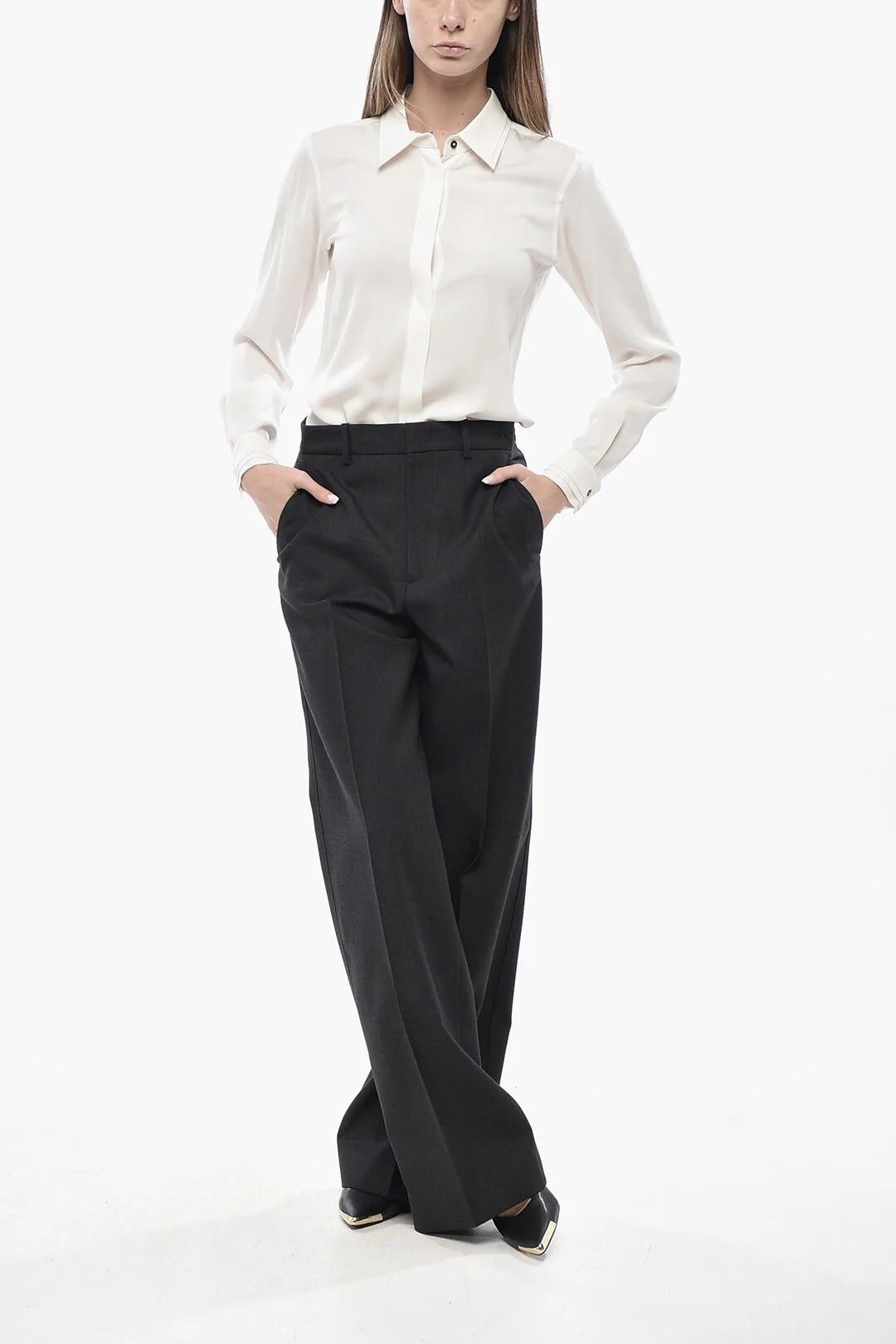 Gucci og1mm0326 Wool Twill Straight-Leg Pant in Black Size 28" / US 6 / IT 42 - 4 Thumbnail