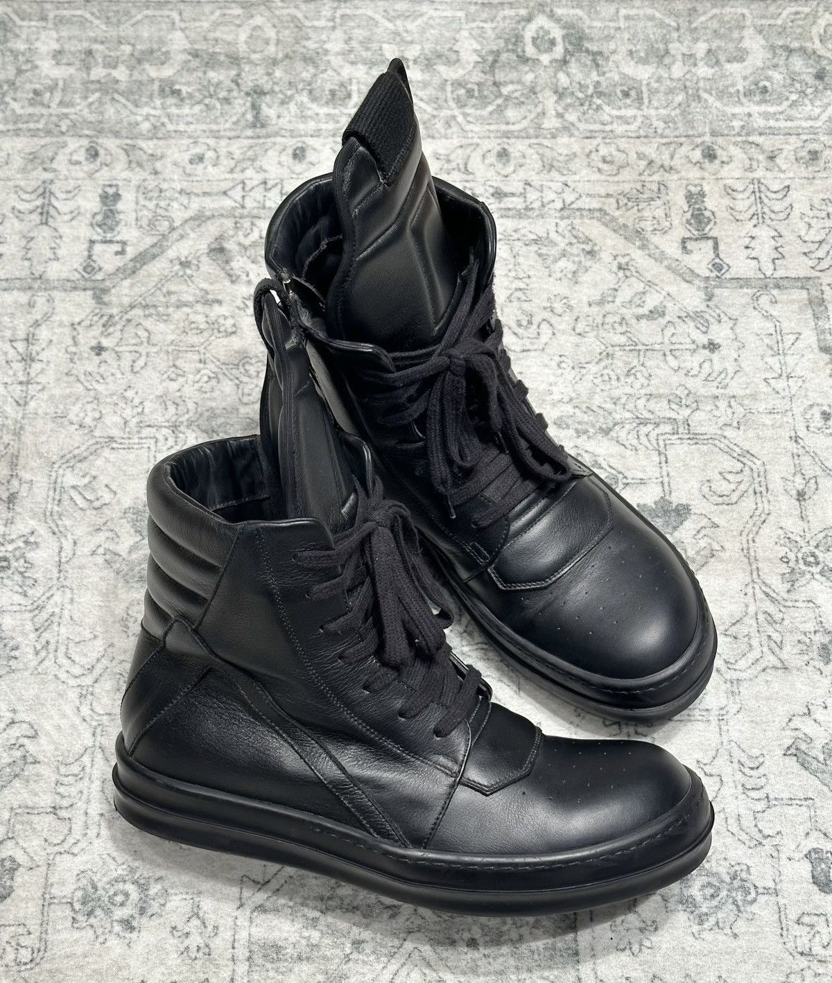 Rick Owens Rick Owens Geobasket Black Samurai High-Top Sneakers Size US 8 / EU 41 - 3 Thumbnail