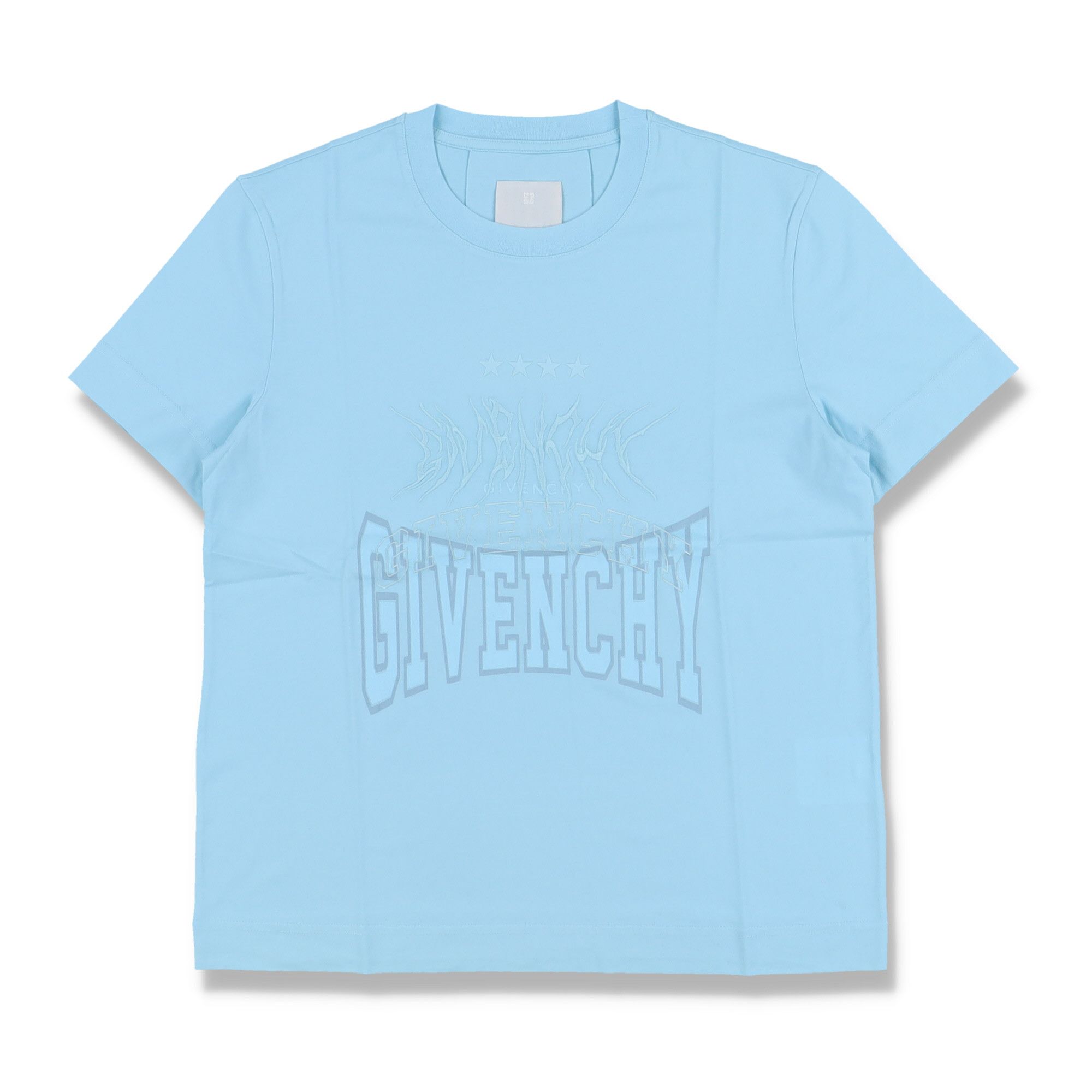 Givenchy Baby Blue Embroidered Multi Logo T-Shirt Size L / US 10 / IT 46 - 1 Thumbnail