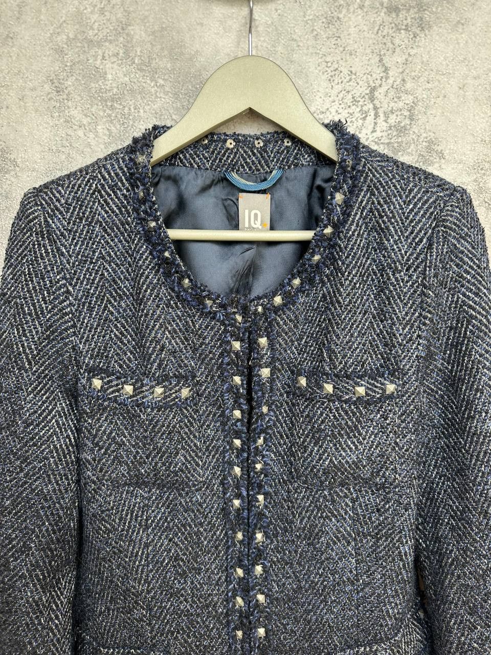 Other IQ+ Berlin Herringbone Tweed Jacket Coat Wool Fringe Trim Size M / US 6-8 / IT 42-44 - 4 Thumbnail