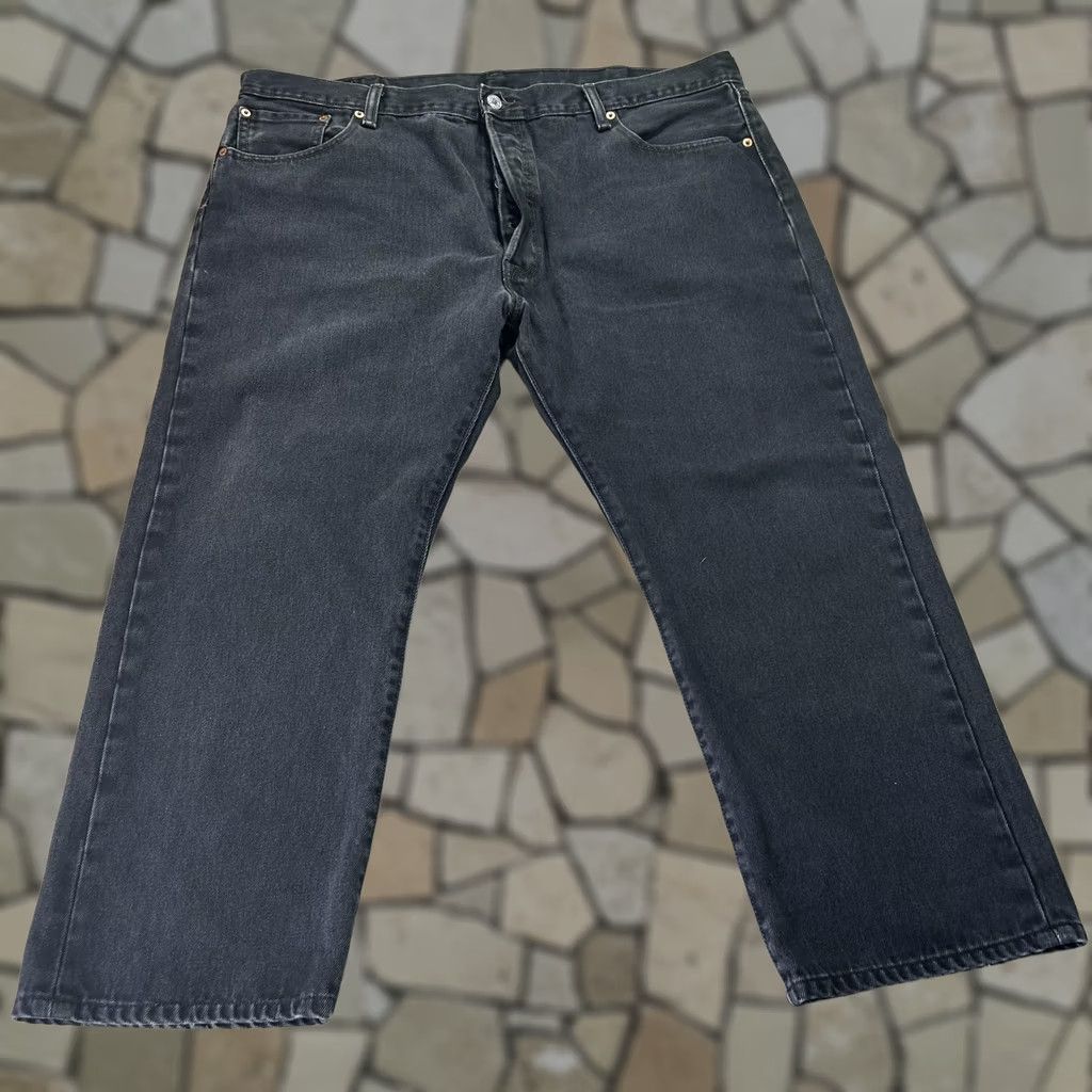 Levi's Levi's 501 Jeans Mens 42x30 Black Button Fly Straight Denim Dark Wash Pants Size US 42 / EU 58 - 1 Thumbnail