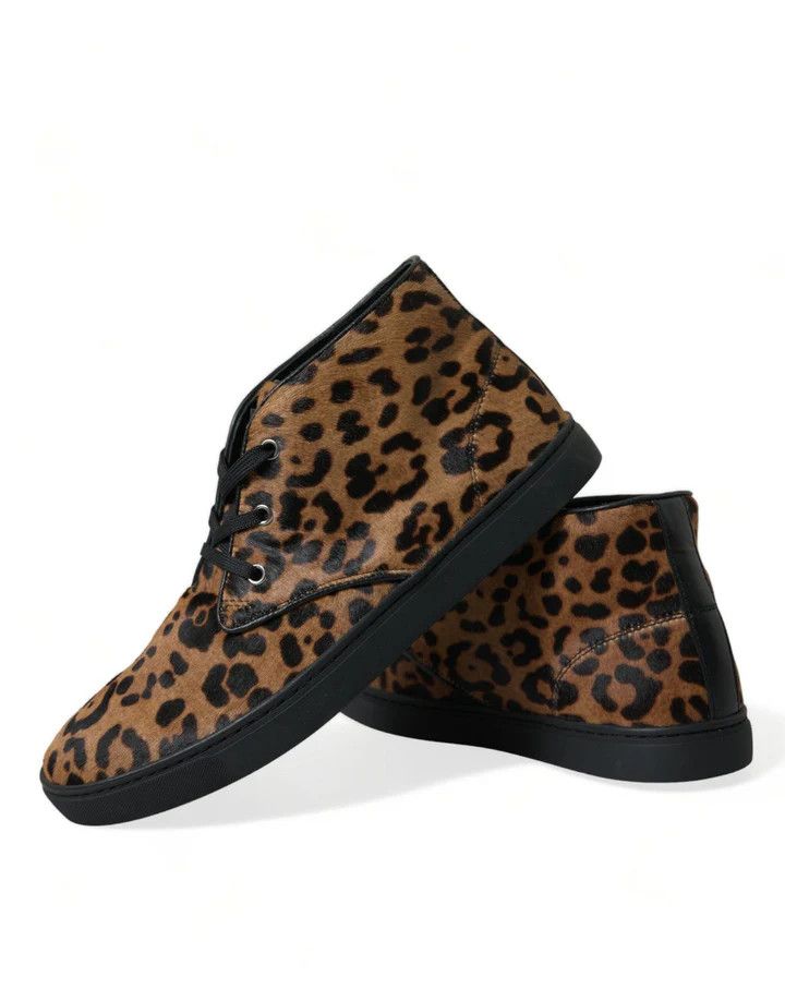 Dolce & Gabbana o1y0125 Logo Leopard-Print Ankle Boots in Brown/Black Size US 9 / EU 42 - 8 Thumbnail