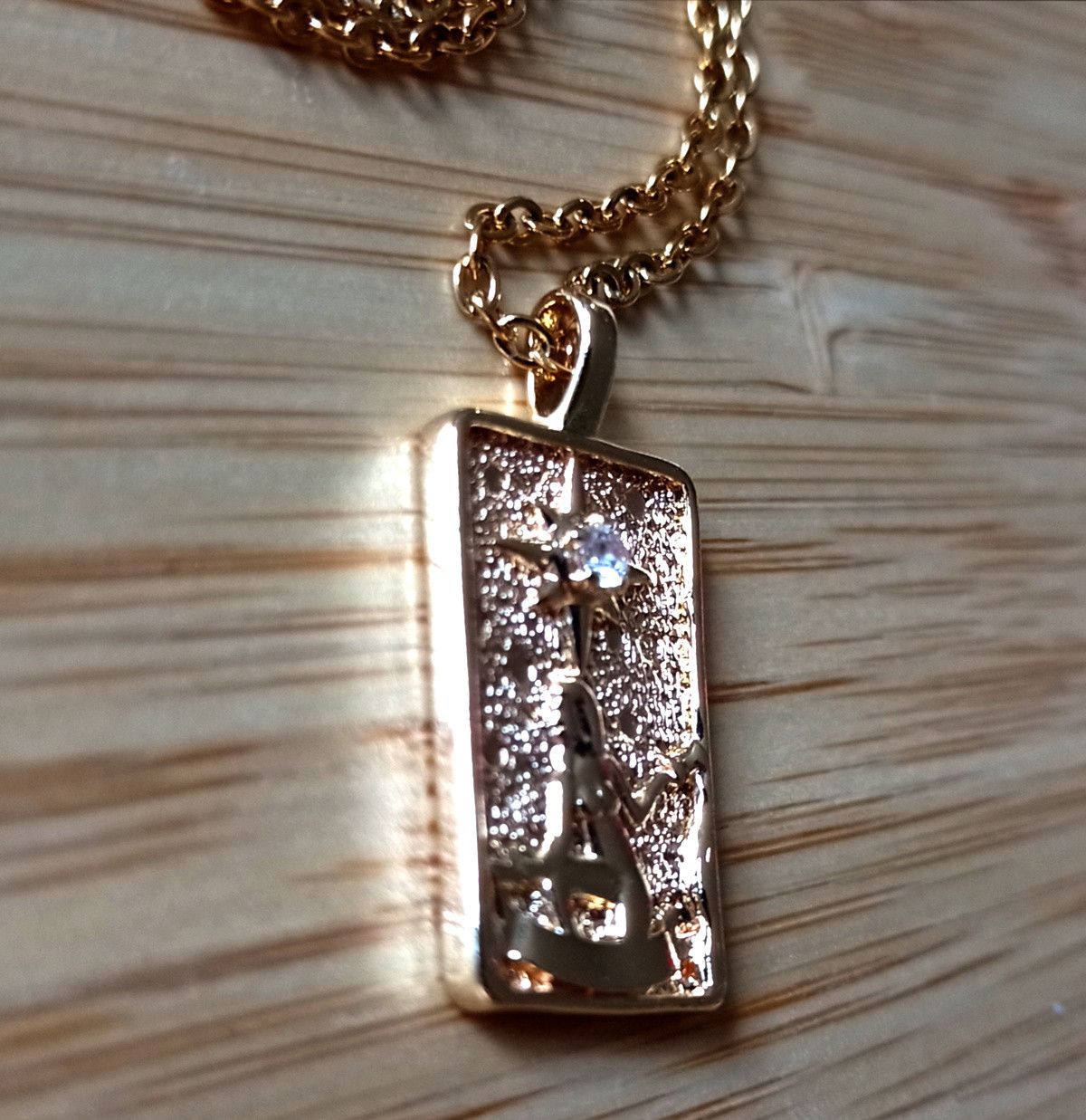 Designer × Vintage Vintage Engraved Tarot Card Crystal 14K Gold Necklace Unique Size ONE SIZE - 6 Thumbnail