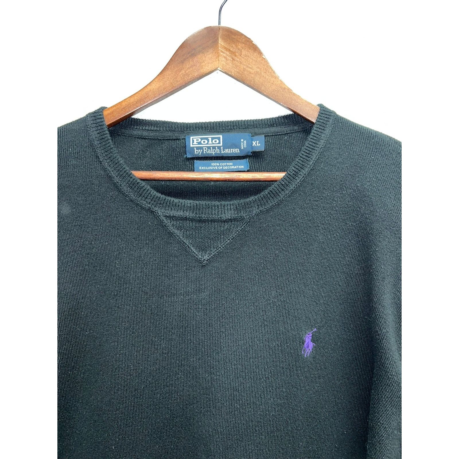 Vintage Polo Ralph Lauren Black Sweater Pullover V-Neck PRL XL Size US XL / EU 56 / 4 - 2 Thumbnail