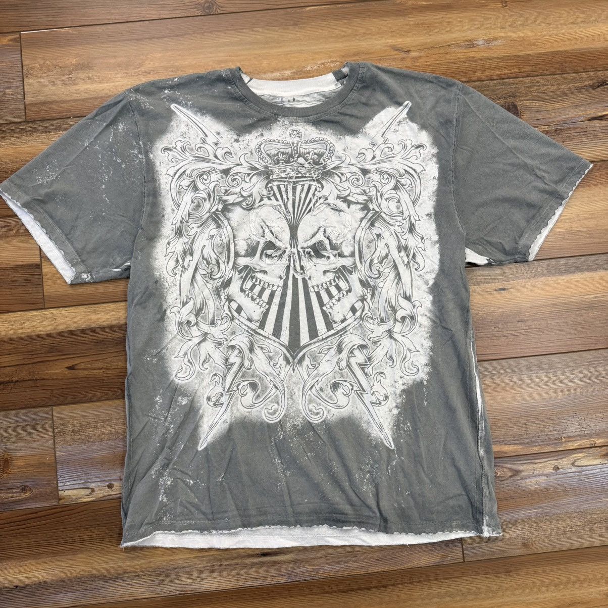 Other Grey Skull Wings Y2K Grunge AOP Affliction Style Tee Shirt Size US XL / EU 56 / 4 - 1 Thumbnail