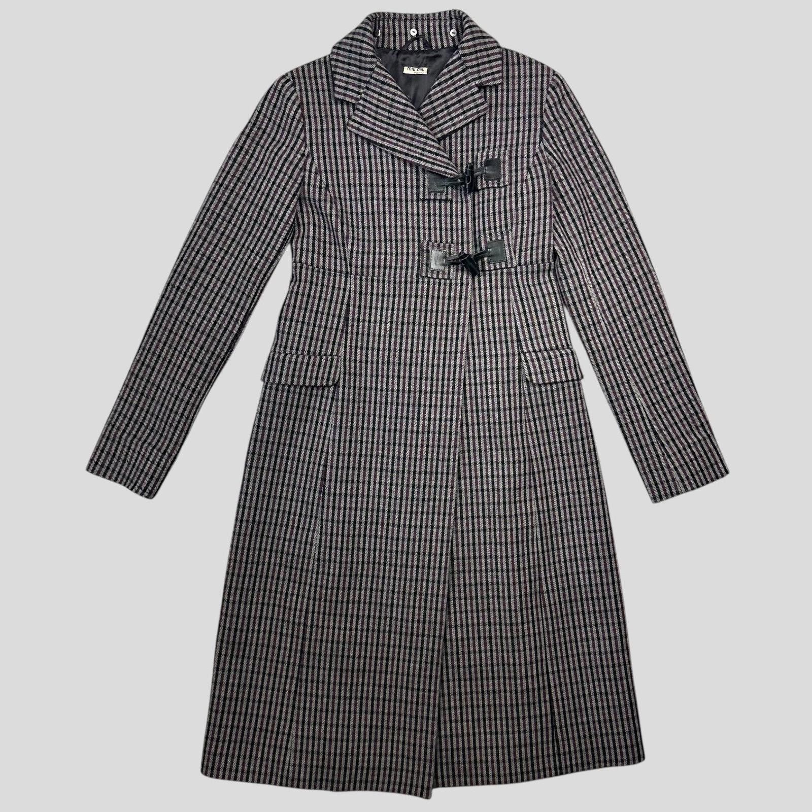 Miu Miu Miu Miu 00’s Virgin Wool Removable Sheep Fur Plaid Coat IT42 Size S / US 4 / IT 40 - 5 Thumbnail