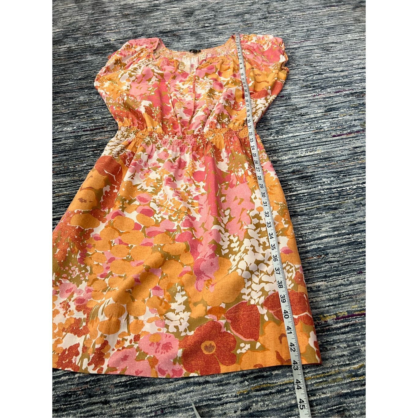 Other Talbots Dress Orange Pink Floral Print Cap Sleeve Cinched Wa Size L / US 10 / IT 46 - 7 Thumbnail