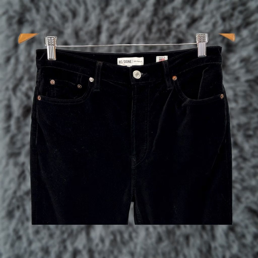 RE/DONE VINTAGE RE/DONE Velvet Pants Women’s 29x27 Black Button Fly 5 Pocket Made In USA Mens/ Womens Size 29" - 1 Thumbnail