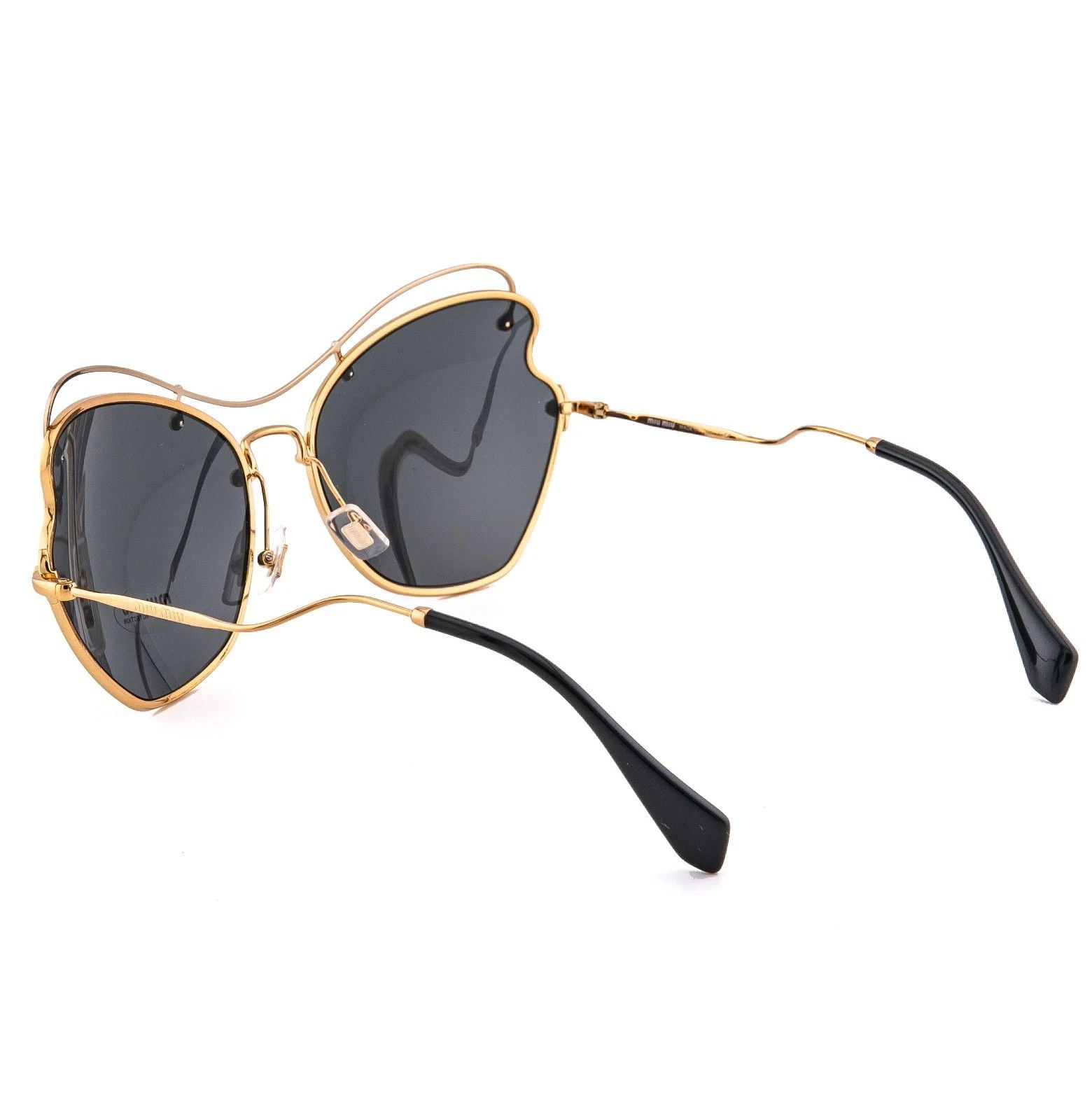 Miu Miu MIU MIU MU56RS SCENIQUE Butterfly 56R Black Gold Sunglasses Size ONE SIZE - 7 Thumbnail