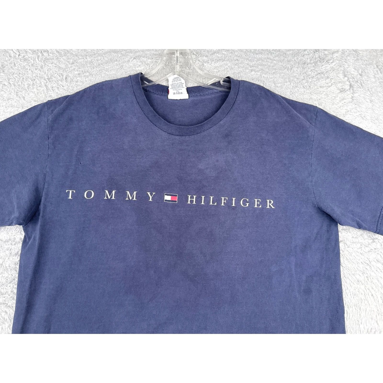 Tommy Hilfiger VINTAGE Tommy Hilfiger Shirt Men L Blue Crew Neck Short Sleeve 100% Cotton Embroidered Logo American Classic 90s Mens Size US L / EU 52-54 / 3 - 4 Thumbnail