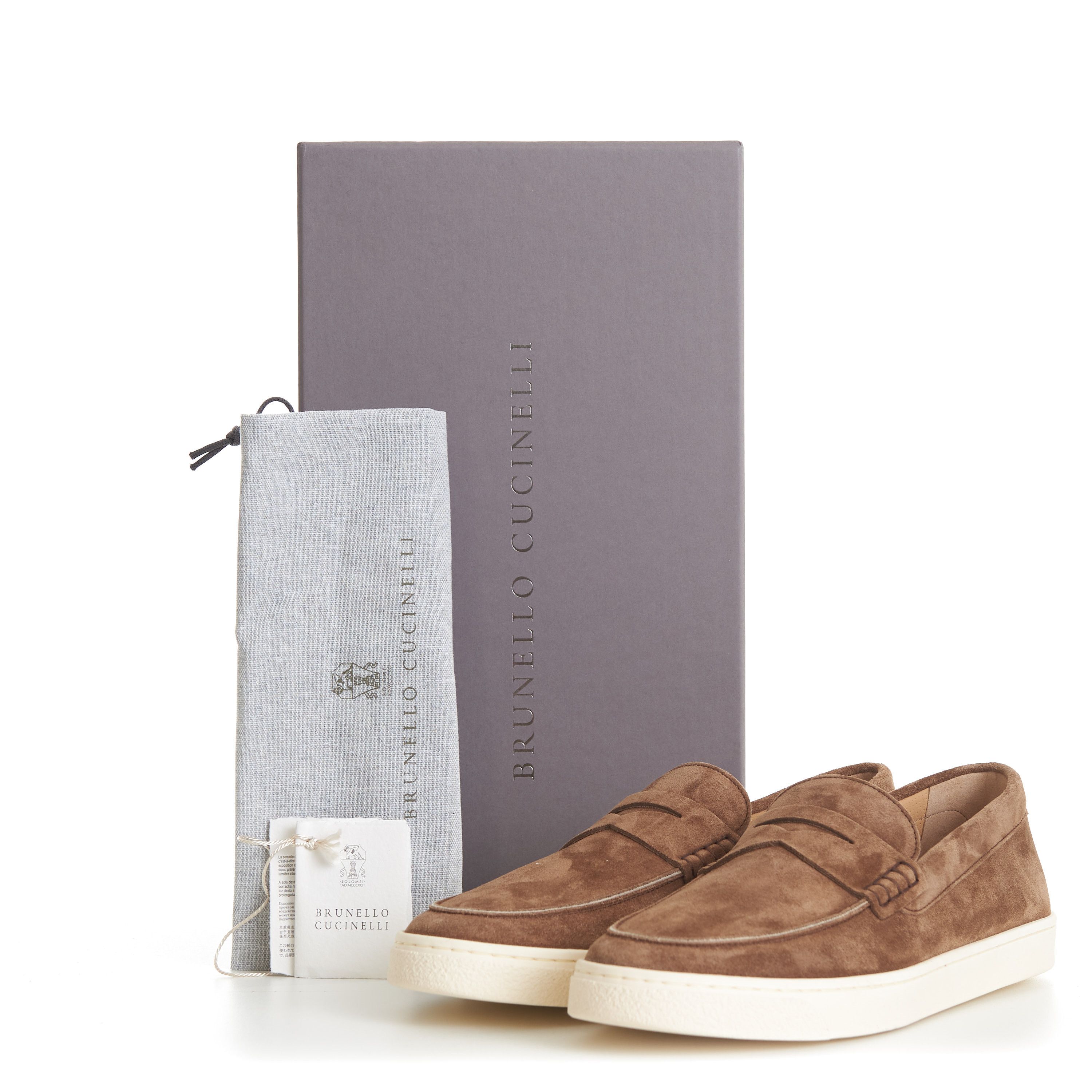 Brunello Cucinelli Chestnut Brown Suede Loafer Sneakers - Natural Rubber Sole Size US 7 / EU 40 - 13 Thumbnail