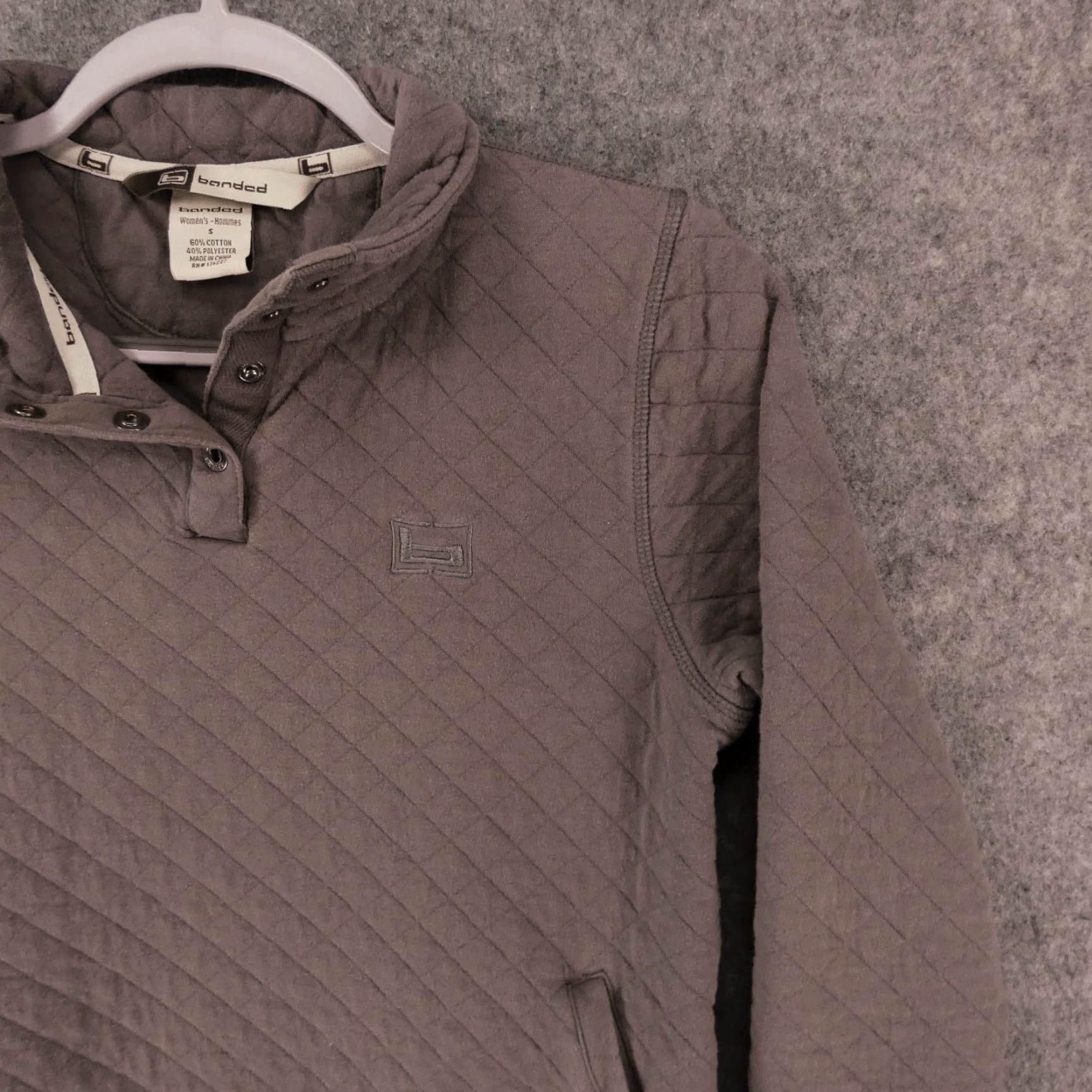 Vintage Banded Sweatshirt Womens Small Gray Quilted 1/4 Button Up Soft w Pockets Size S / US 4 / IT 40 - 6 Thumbnail