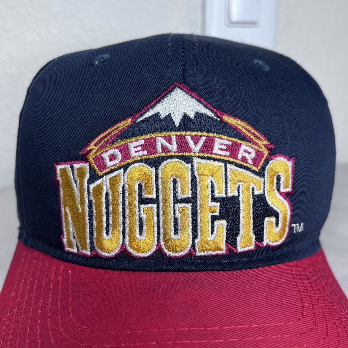 NBA 1990s NBA Denver Nuggets AJD Plain Logo Two Tone Snapback Size ONE SIZE - 2 Thumbnail