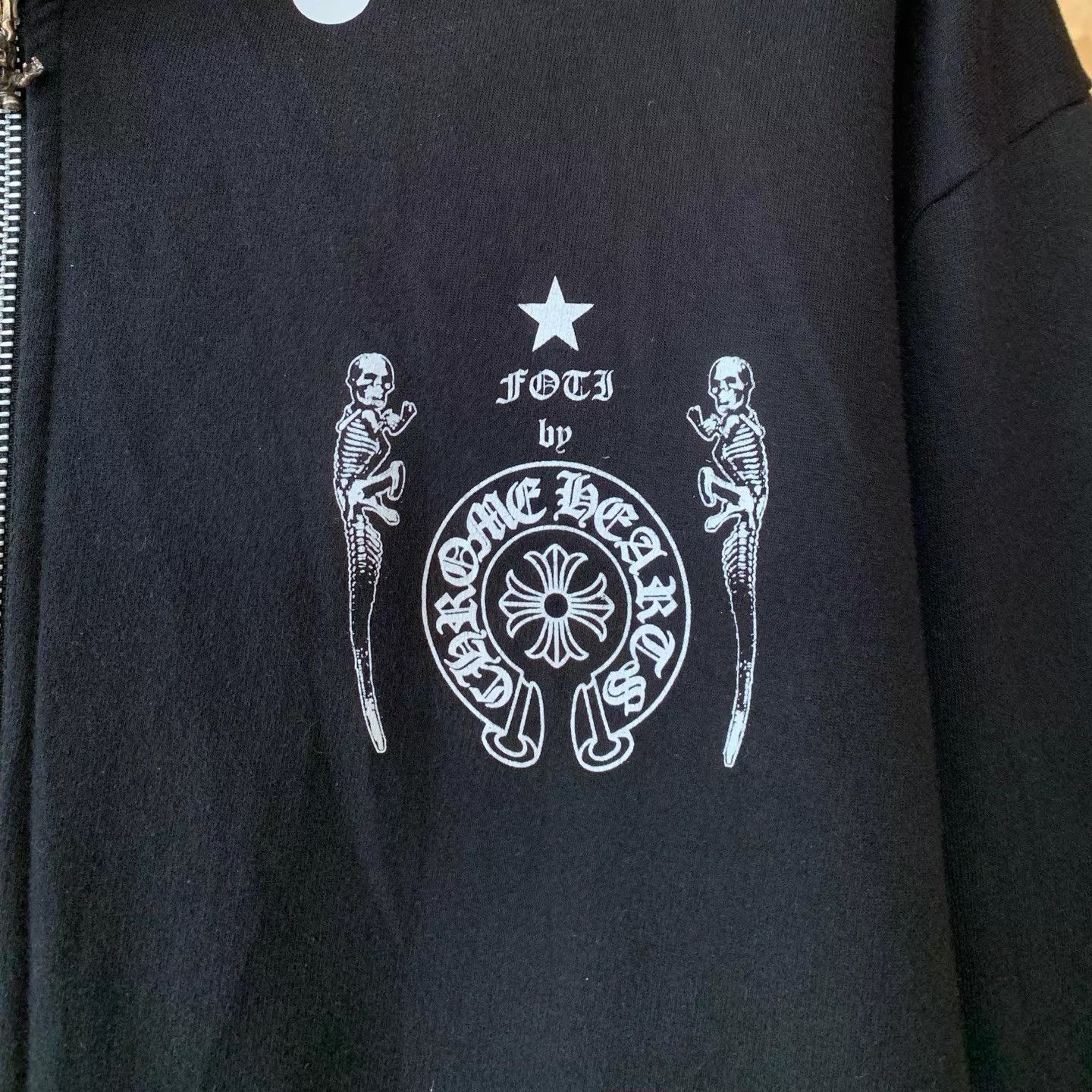 Chrome Hearts ChromeHearts Black Foti Hoodie Arm Stripe Cross Silver Zip Size US XL / EU 56 / 4 - 4 Thumbnail