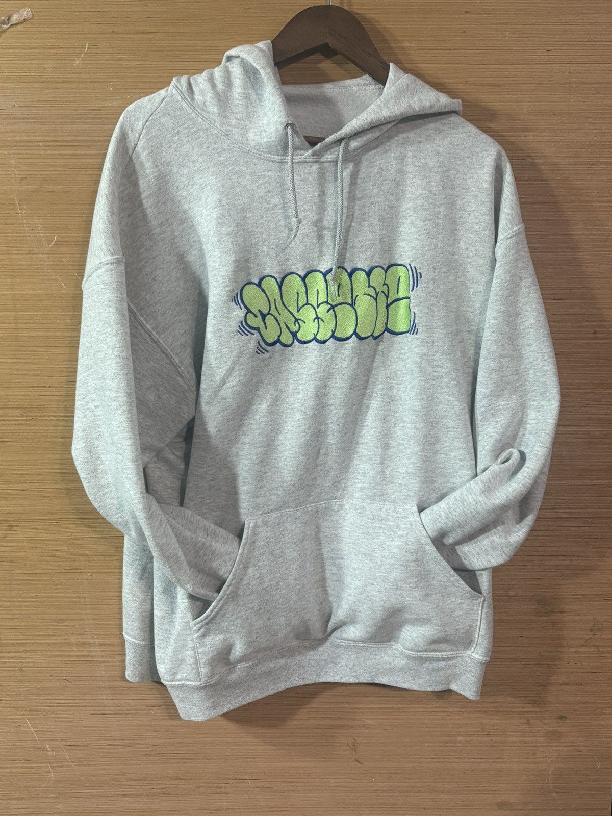 Vintage "CASSETTE" hoodie in heather grey Size US XL / EU 56 / 4 - 5 Thumbnail