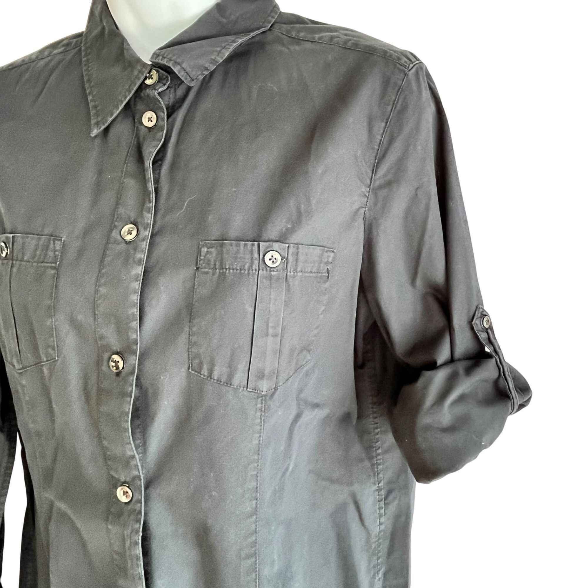 Gap Gap Black Long Sleeve Button-Up Shirt M Womens Casual Cotton Size M / US 6-8 / IT 42-44 - 8 Thumbnail