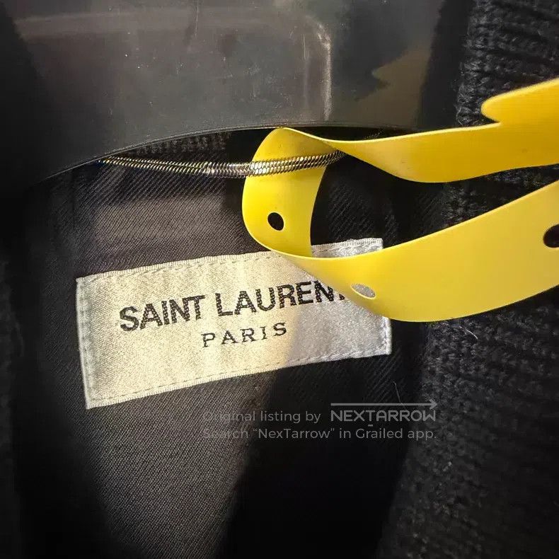 Saint Laurent Paris Saint Laurent Paris Navy Wool and Leather Baseball Jacket Size US S / EU 44-46 / 1 - 2 Thumbnail