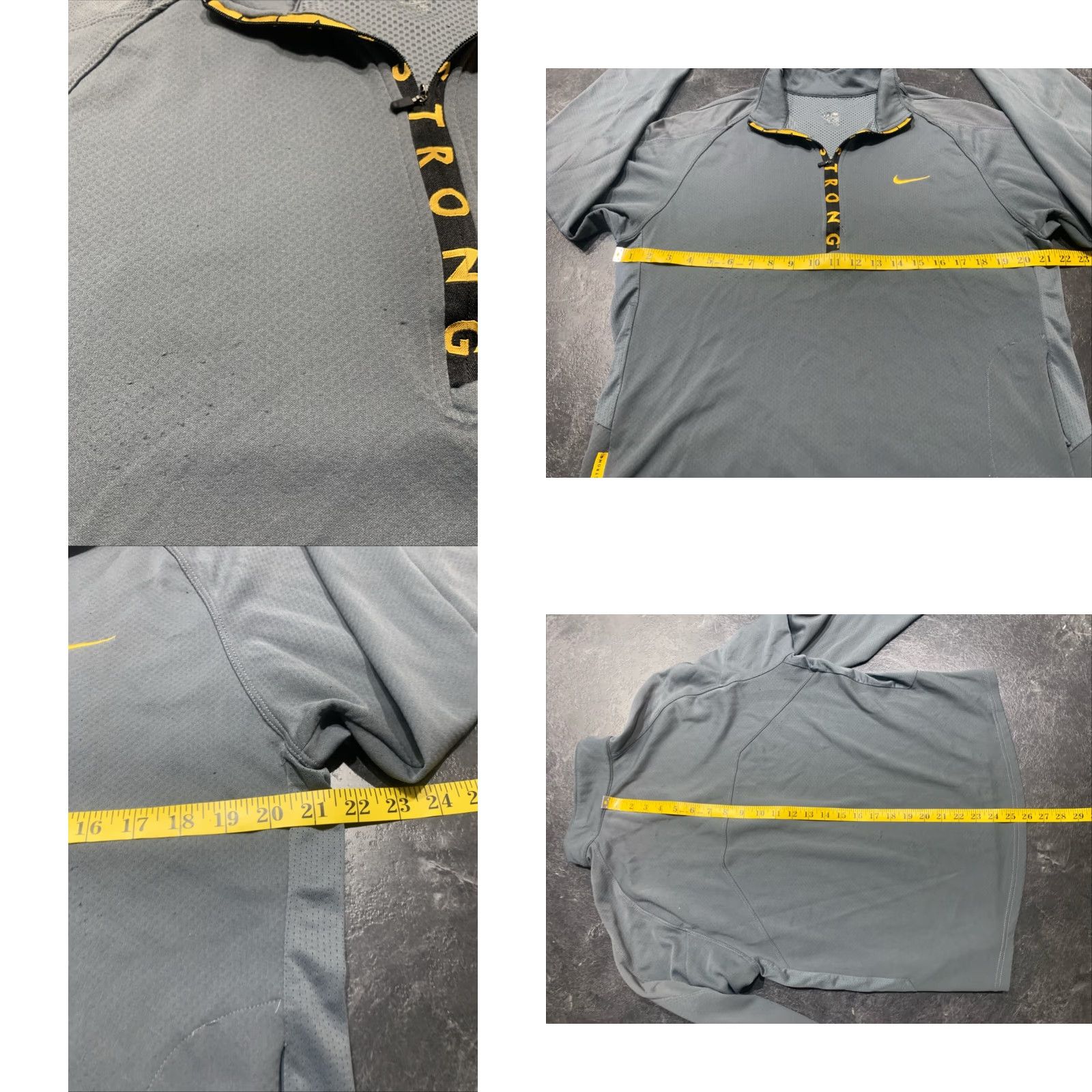 Nike VINTAGE Nike Livestrong Men's Pullover Zip Sweatshirt Adult Medium Gray Yellow Activewear Running Slim Size US M / EU 48-50 / 2 - 8 Thumbnail