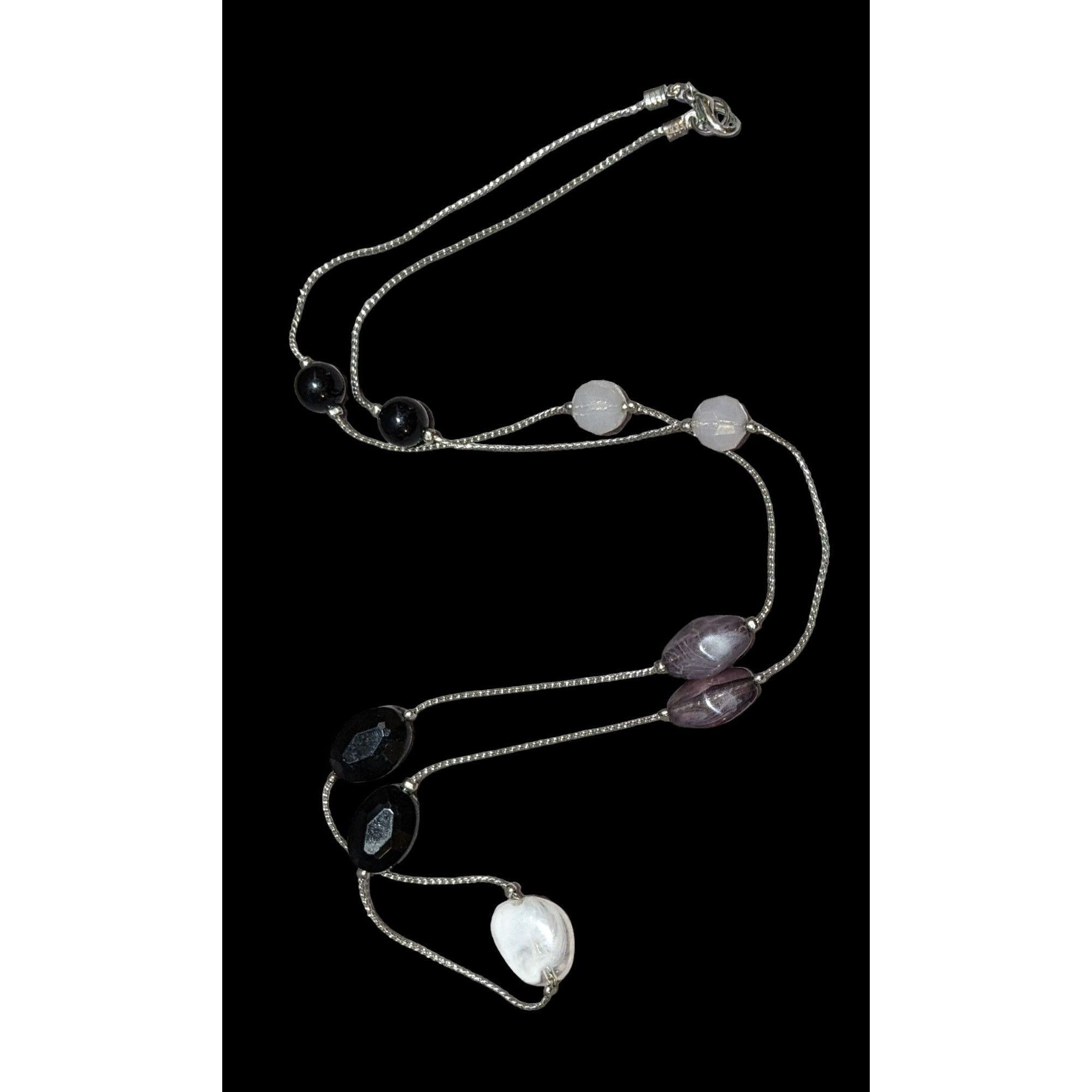 Other Black White And Grey Gemmed Casual Necklace Size ONE SIZE - 1 Thumbnail