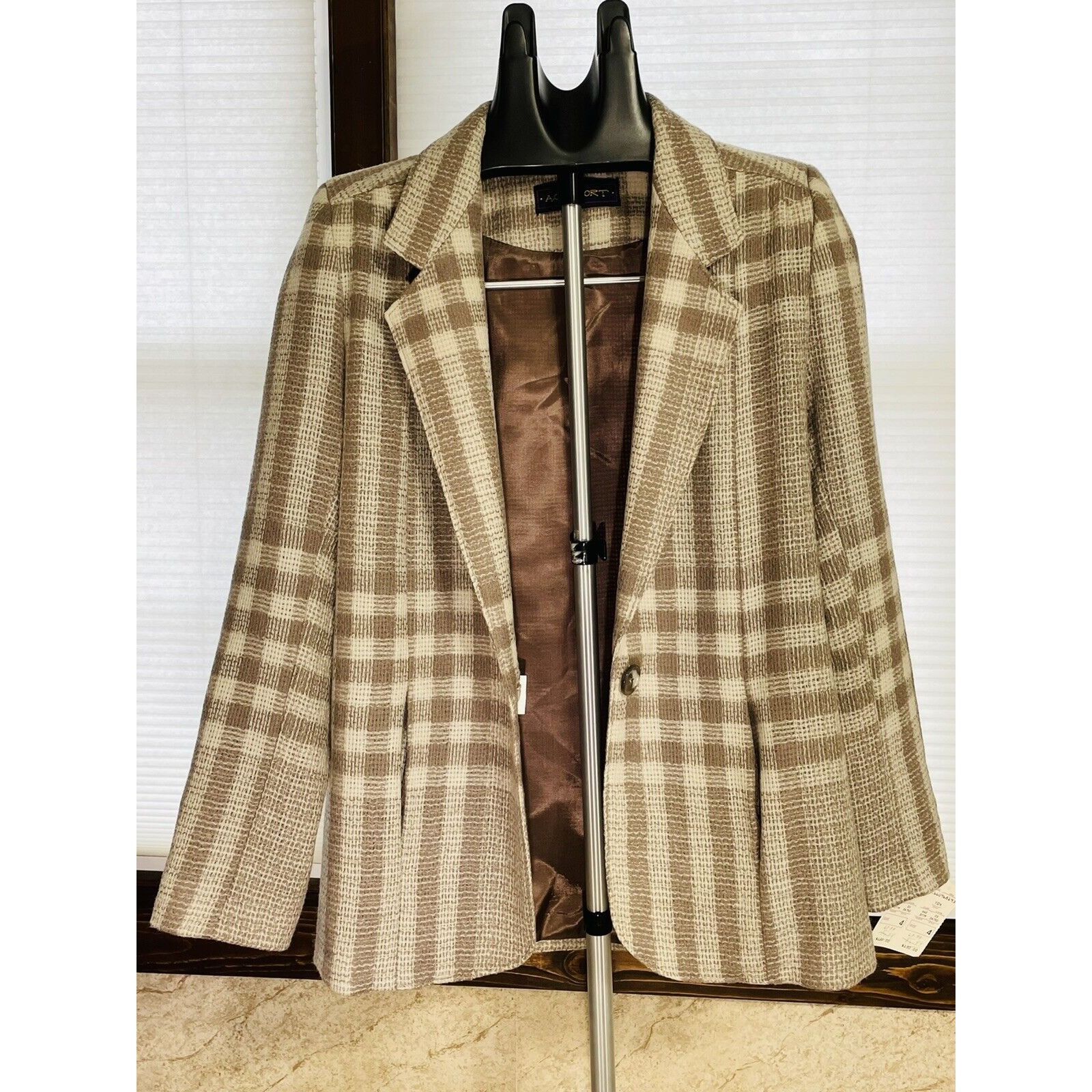 Vintage AC Sport Vintage Retro Wool Tan Brown Plaid Blazer Jacket Wi Size S / US 4 / IT 40 - 3 Thumbnail