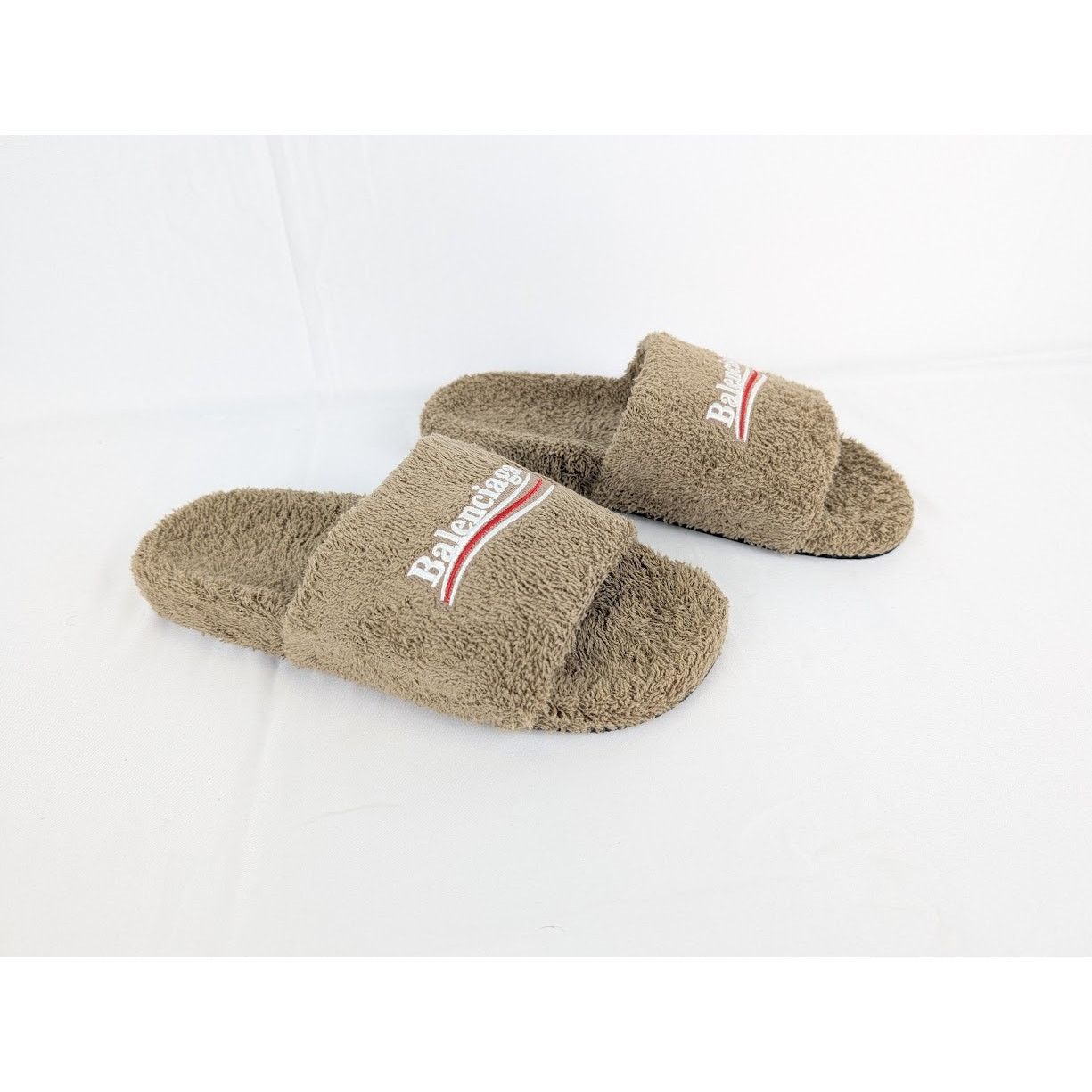 Balenciaga o1rshd1 Q:2 / Furry Slide in Khaki / White / Red Size US 8 / EU 41 - 5 Thumbnail