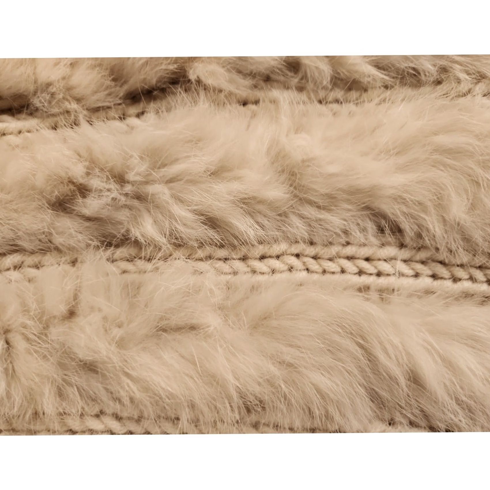 Vintage Calypso St Barth Infinity Scarf Rabbit Fur Wool Knit Funnel Ivory Oatmeal Wool Knit Neck Warmer Womens Scarf Size ONE SIZE - 2 Thumbnail