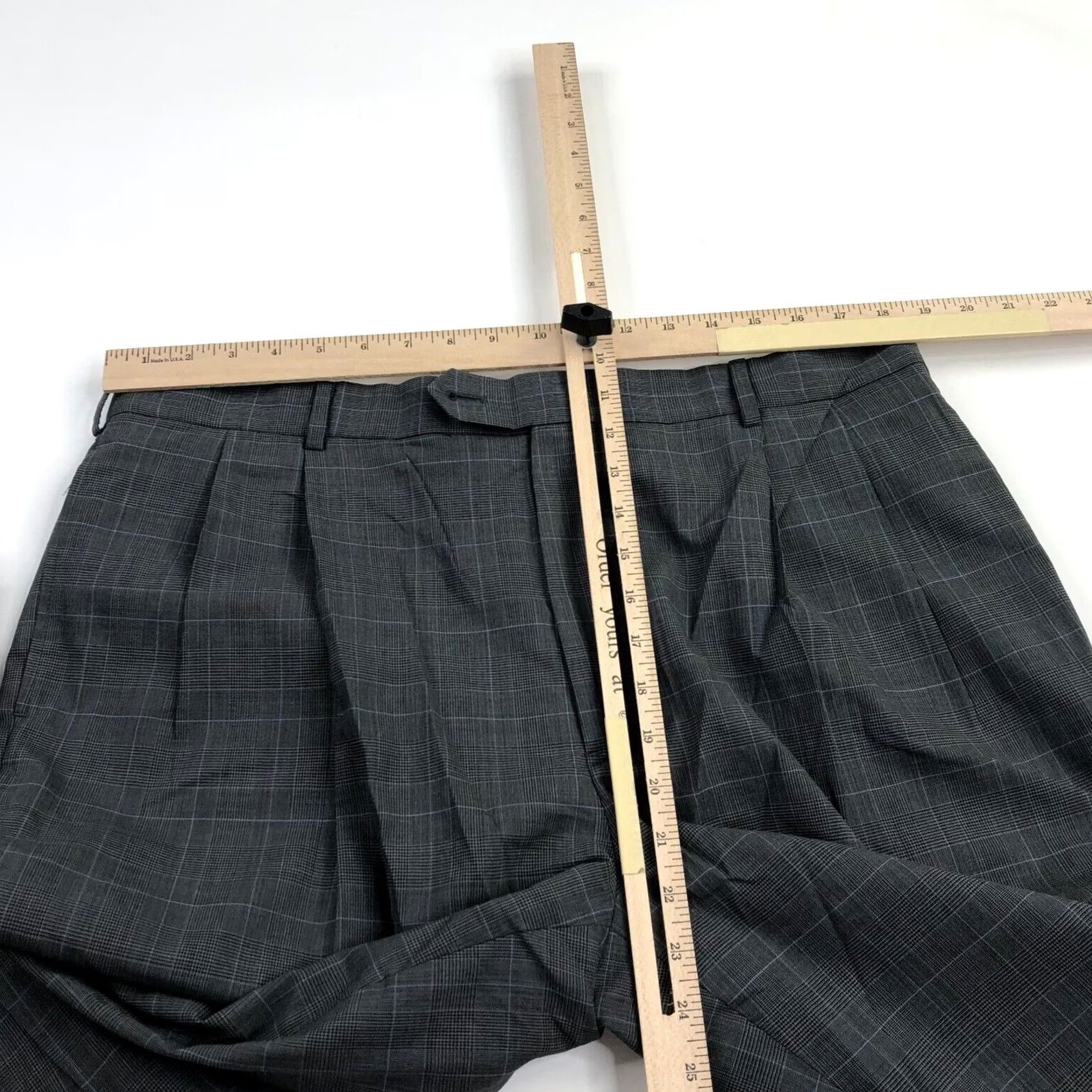 Brooks Brothers Brooks Brothers Madison BrooksCool Wool Pants Gray Plaid 45R W40 37W 29.5L Dress Pants Belt Loops Button Front Regular Men Size US 37 - 6 Thumbnail