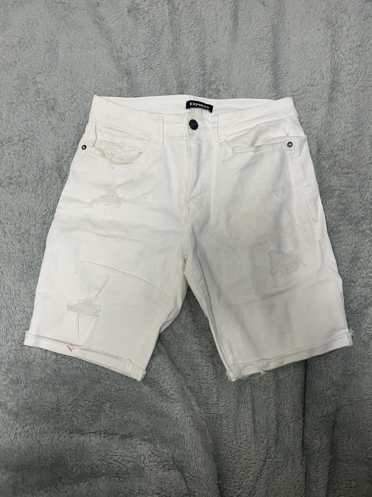 Express Express White Denim Shorts Size US 30 / EU 46 - 1 Thumbnail