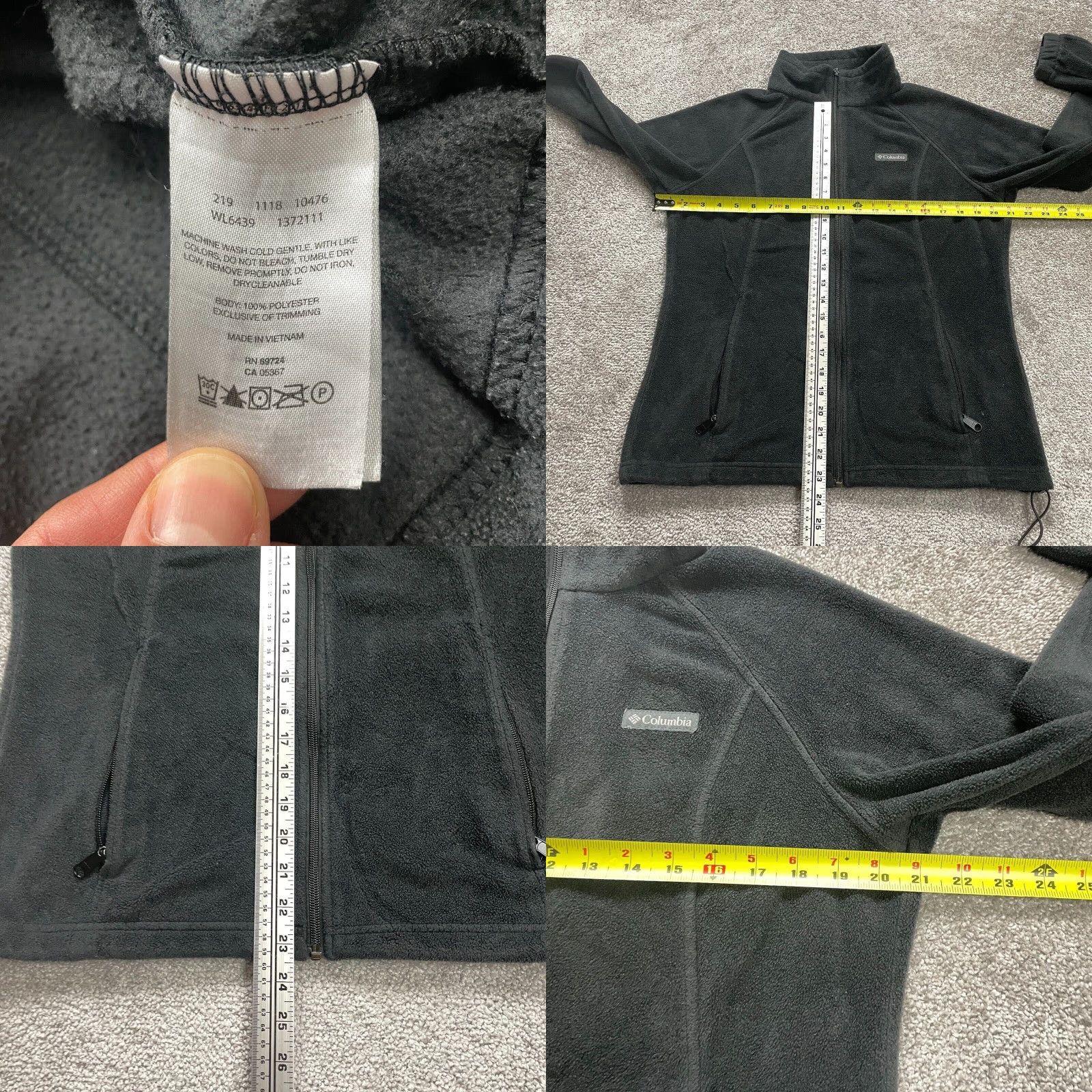 Vintage Columbia Womens Large Black Fleece Jacket Benton Springs Full Zip Pockets Hiking Size L / US 10 / IT 46 - 8 Thumbnail