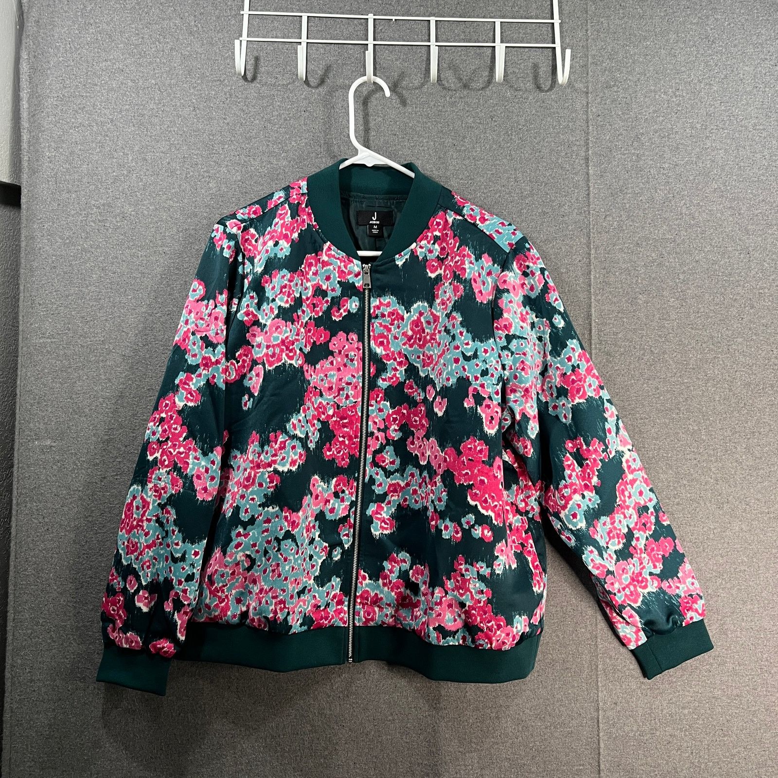 Other J Jason Wu Printed Abstract Floral Bomber Jacket Teal Size M / US 6-8 / IT 42-44 - 1 Thumbnail