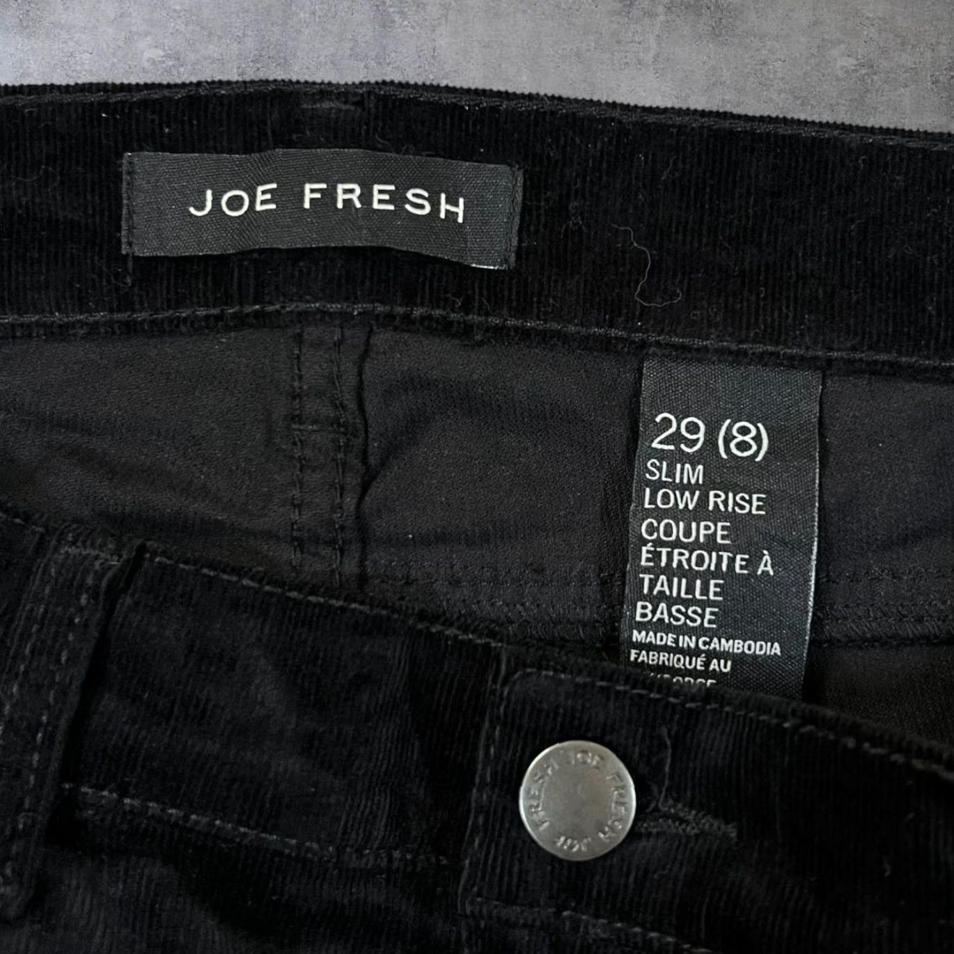 Vintage Joe Fresh Slim Fit Low Rise Black Corduroy Trousers Womens UK 8/29 W33 Corduroy Jeans Skinny 90s? Size 30" / US 8 / IT 44 - 4 Thumbnail