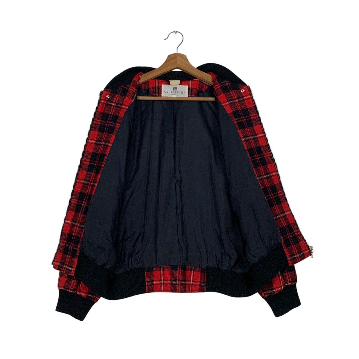 Japanese Brand SAISON DE ELLE SENSHUKAI Red Check Bomber Jacket #2302-C102 Size M / US 6-8 / IT 42-44 - 11 Thumbnail