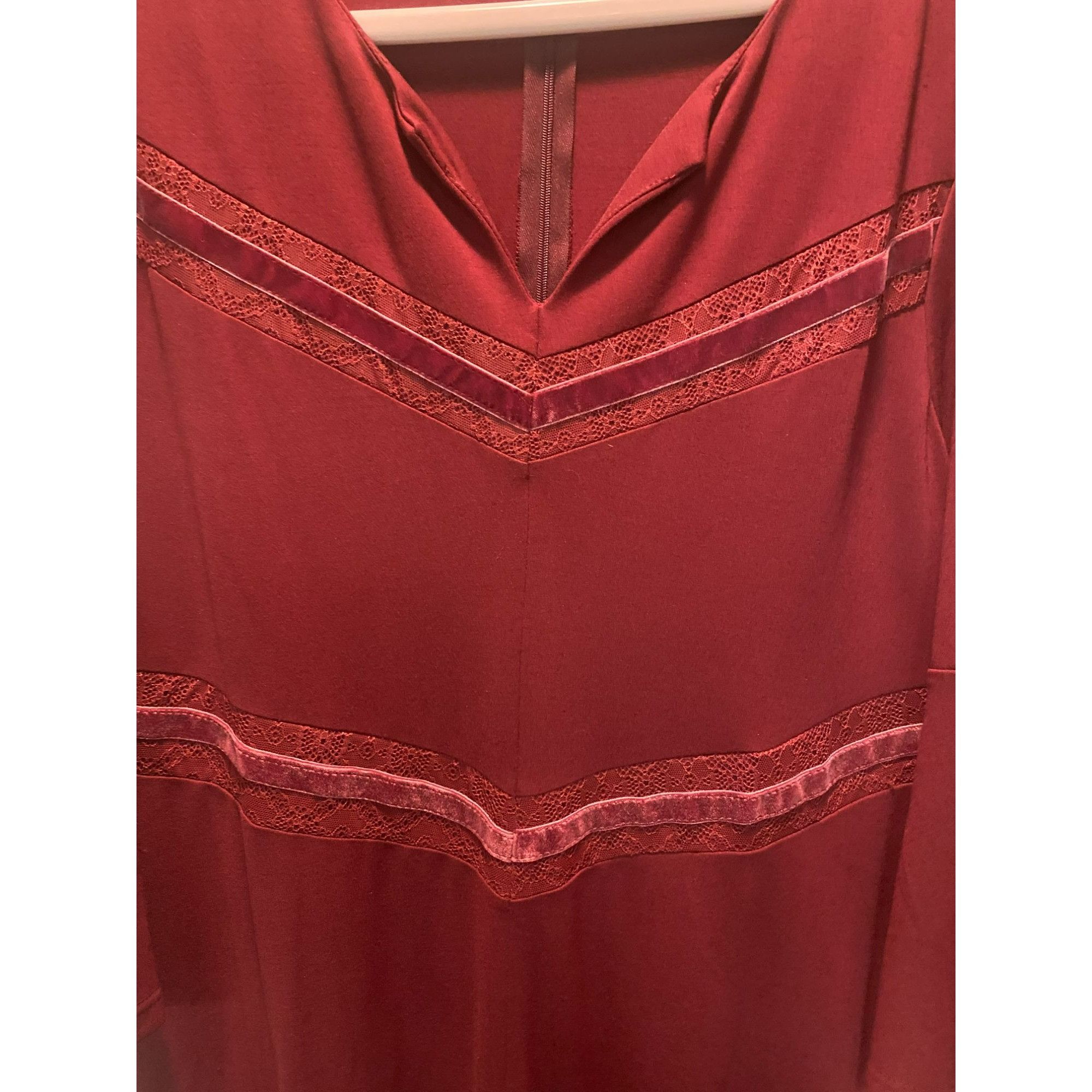 Other Suzanne Betro Womens Plus Size 1X Dress Burgundy Red Lace an Size XL / US 12-14 / IT 48-50 - 2 Thumbnail