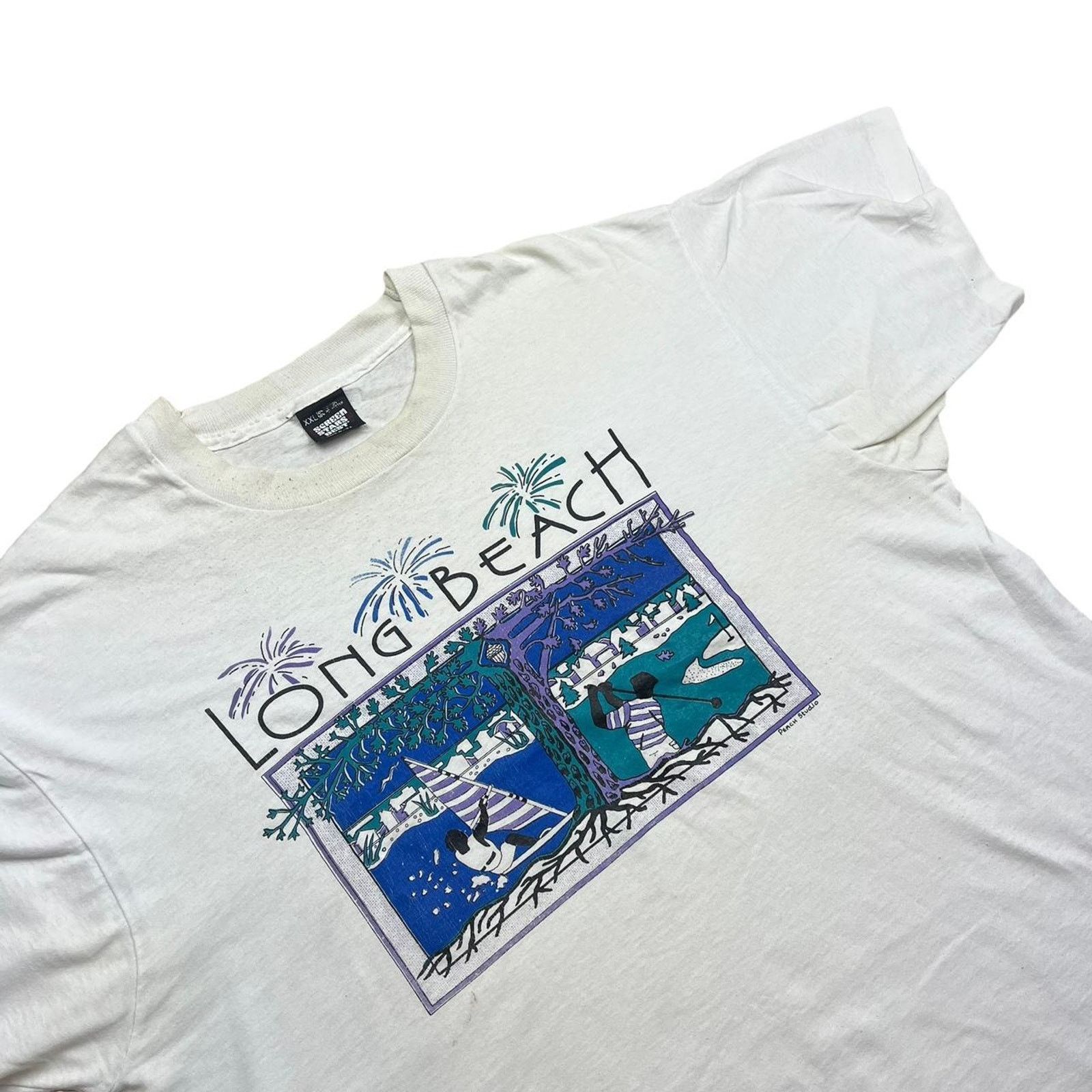 Vintage Vintage Long Beach T Shirt Size US XXL / EU 58 / 5 - 1 Thumbnail