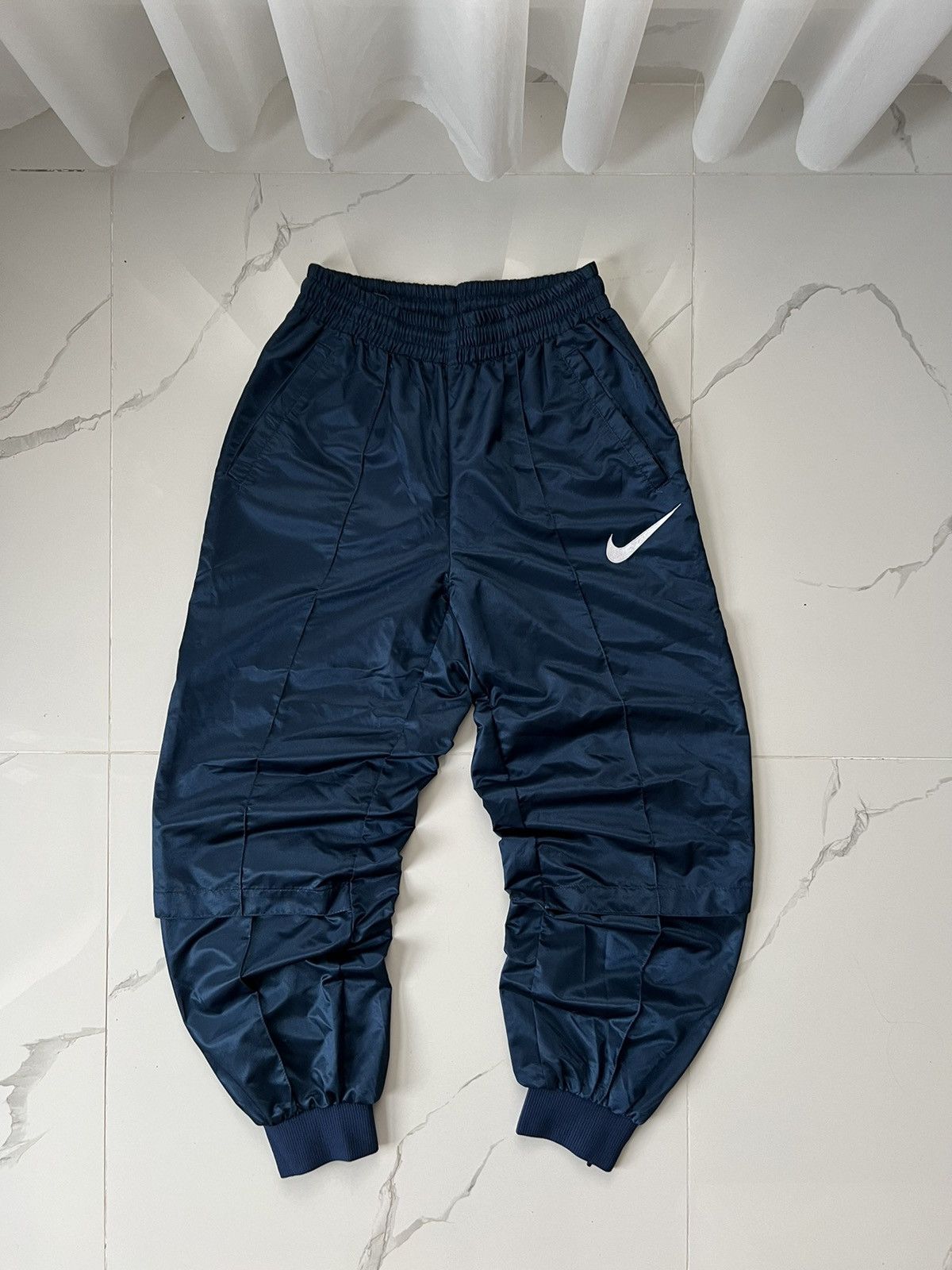 Nike × Vintage 90’s NIKE BIG DOUBLE SWOOSH LOGO BAGGY TRACK Y2K PANTS Size US 32 / EU 48 - 1 Thumbnail