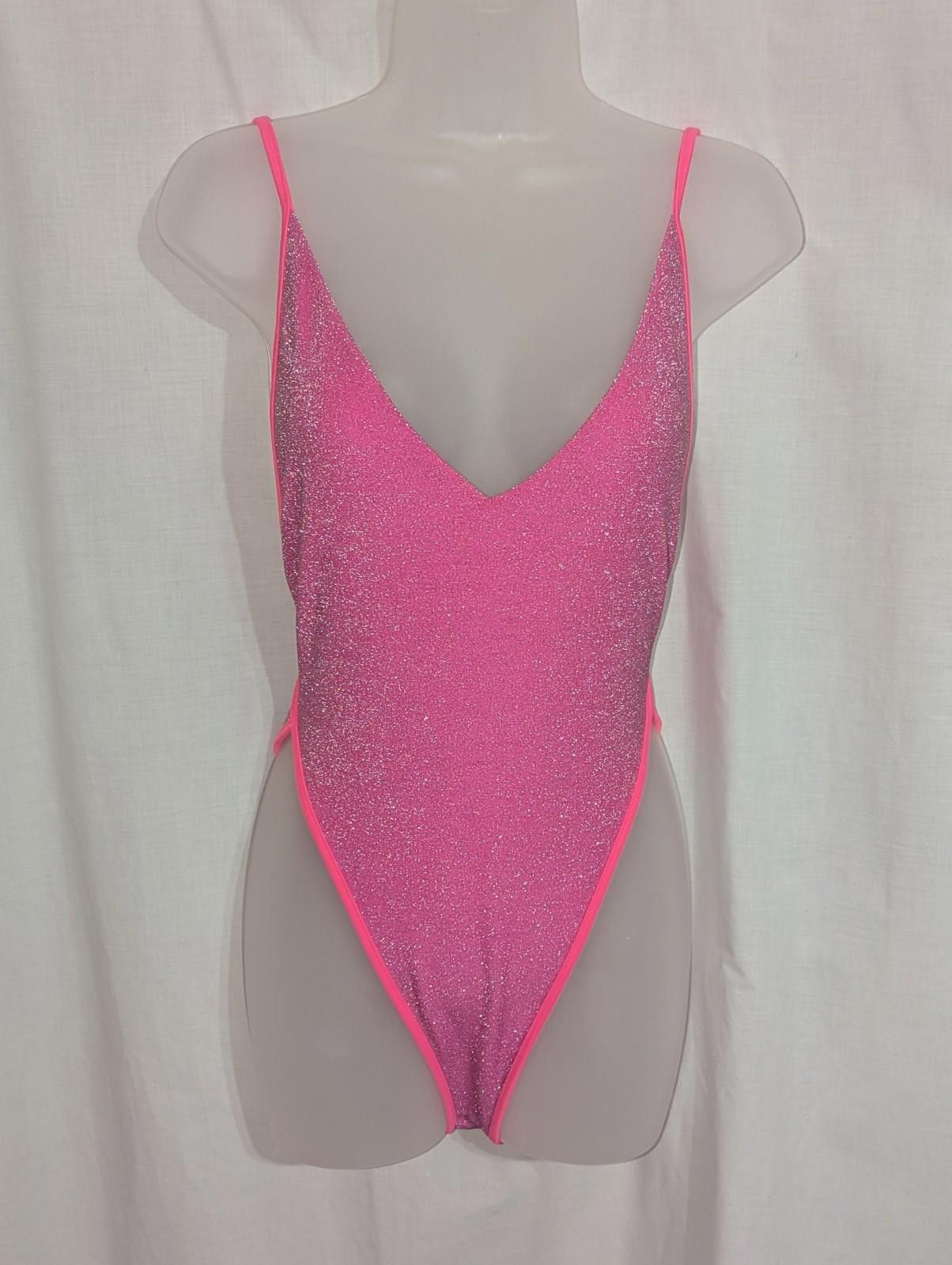 Free People x free-est Amber One Piece Swimsuit Sparkly Hot Pink Sz M Size ONE SIZE - 2 Thumbnail