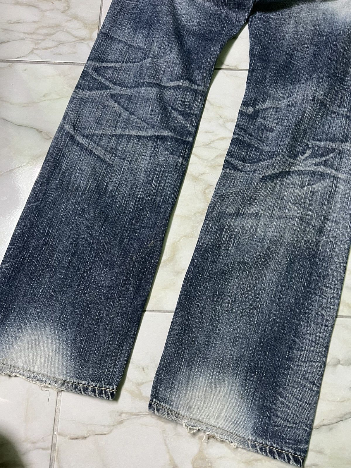 Edwin × If Six Was Nine × Japanese Brand VINTAGE EDWIN 503 BLUE TRIP DISTRESS JEAN Size US 31 - 10 Thumbnail