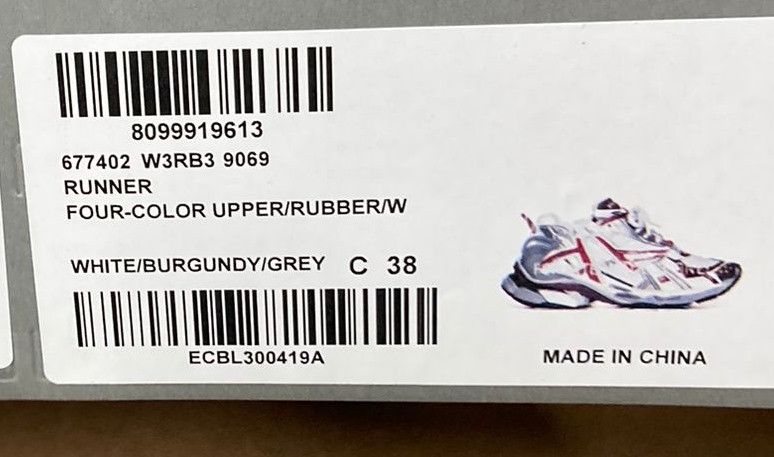 Balenciaga o1in1g0924 Runner Sneakers in White/Burgundy/Grey Size US 8 / IT 38 - 4 Thumbnail