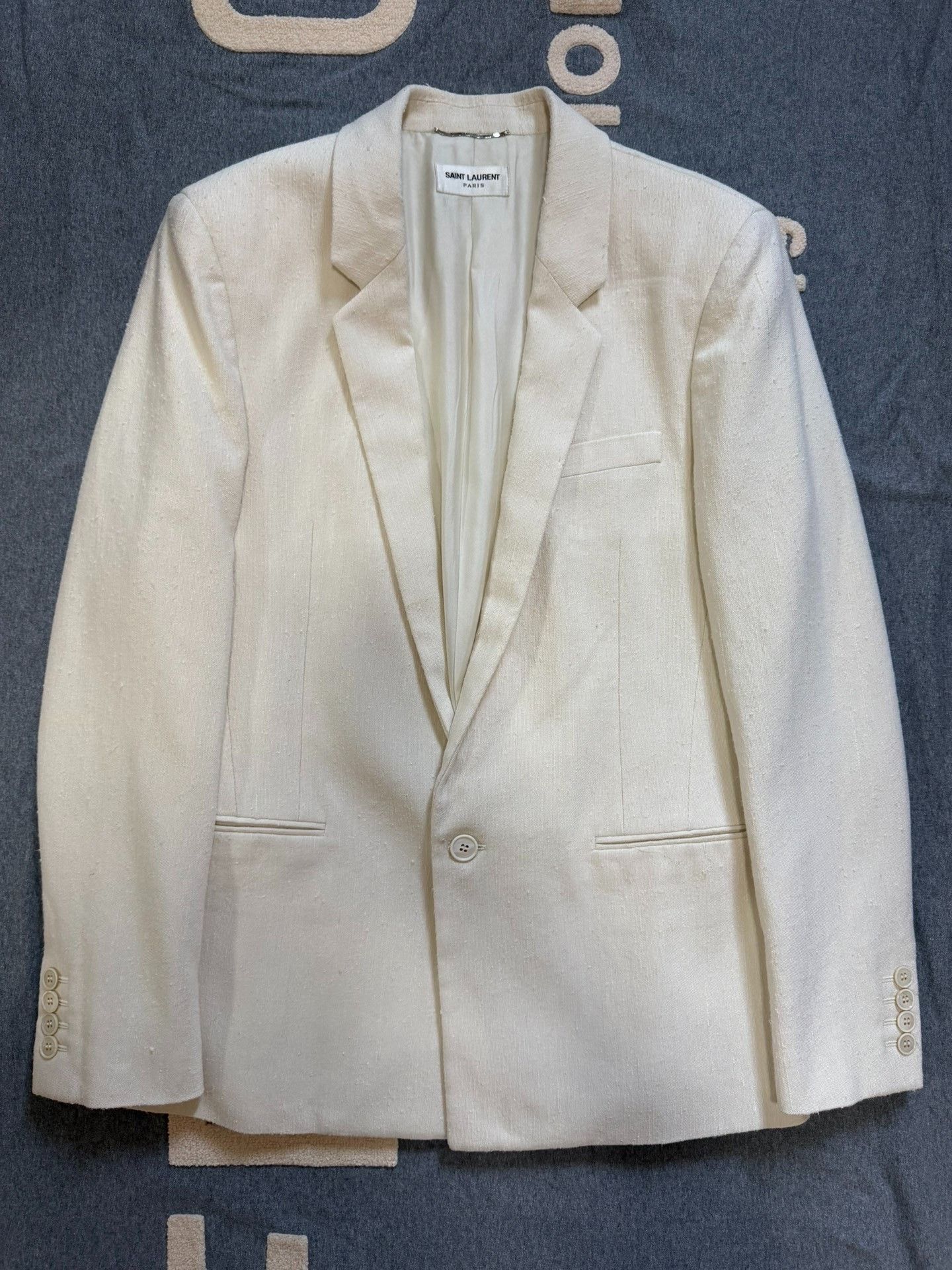 Saint Laurent Paris Saint Laurent Cream Wool Blazer Size US M / EU 48-50 / 2 - 1 Thumbnail
