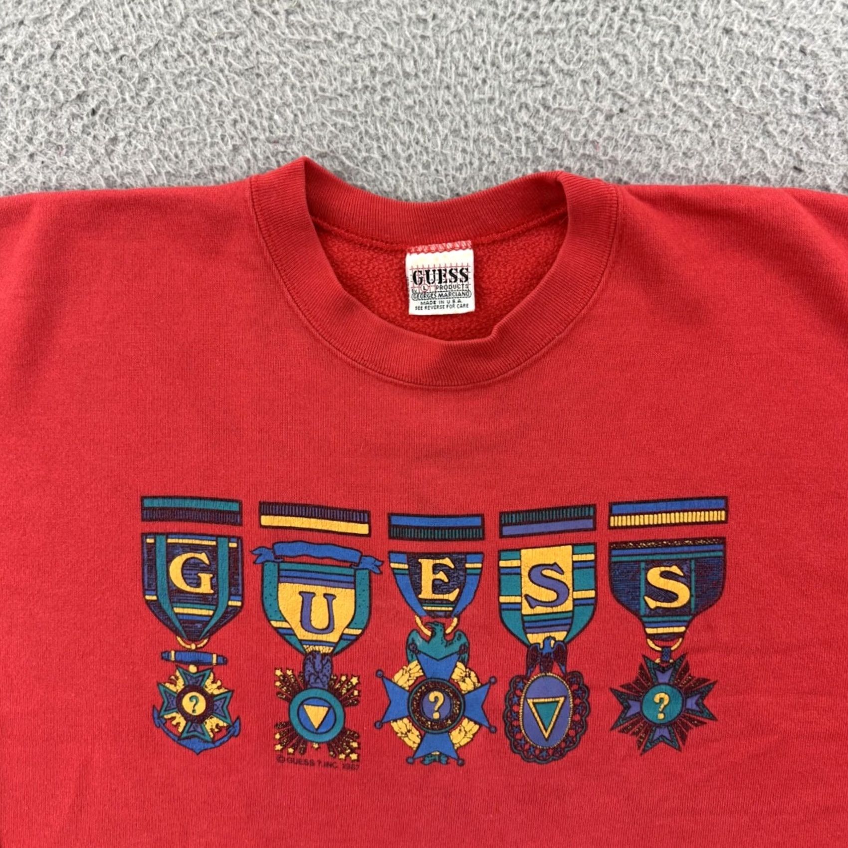 Guess VINTAGE GUESS Sweatshirt Adult Large Red Crop 80s Georges Marciano Grunge Street Logo Angel Mens Size US L / EU 52-54 / 3 - 3 Thumbnail