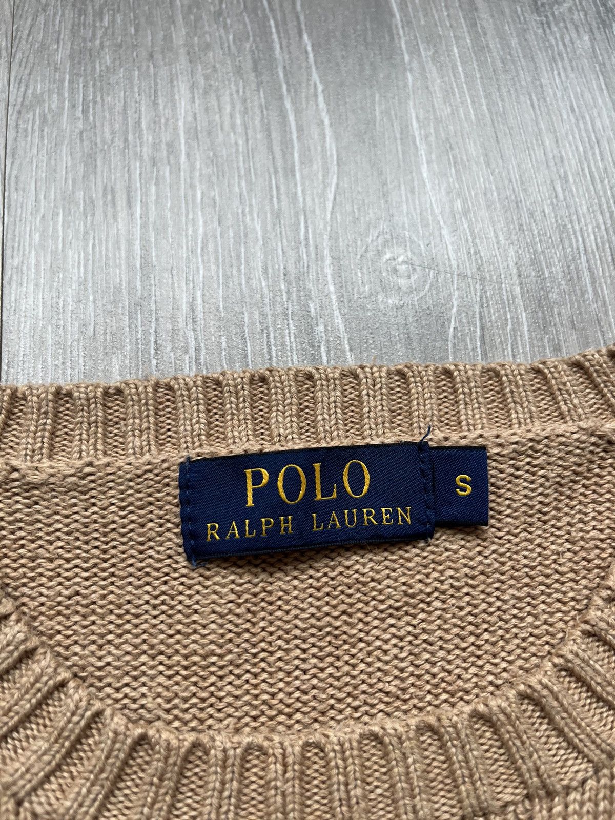 Polo Ralph Lauren × Vintage Vintage Polo Ralph Lauren Beige Knitted Sweater Mini Logo Size US S / EU 44-46 / 1 - 3 Thumbnail