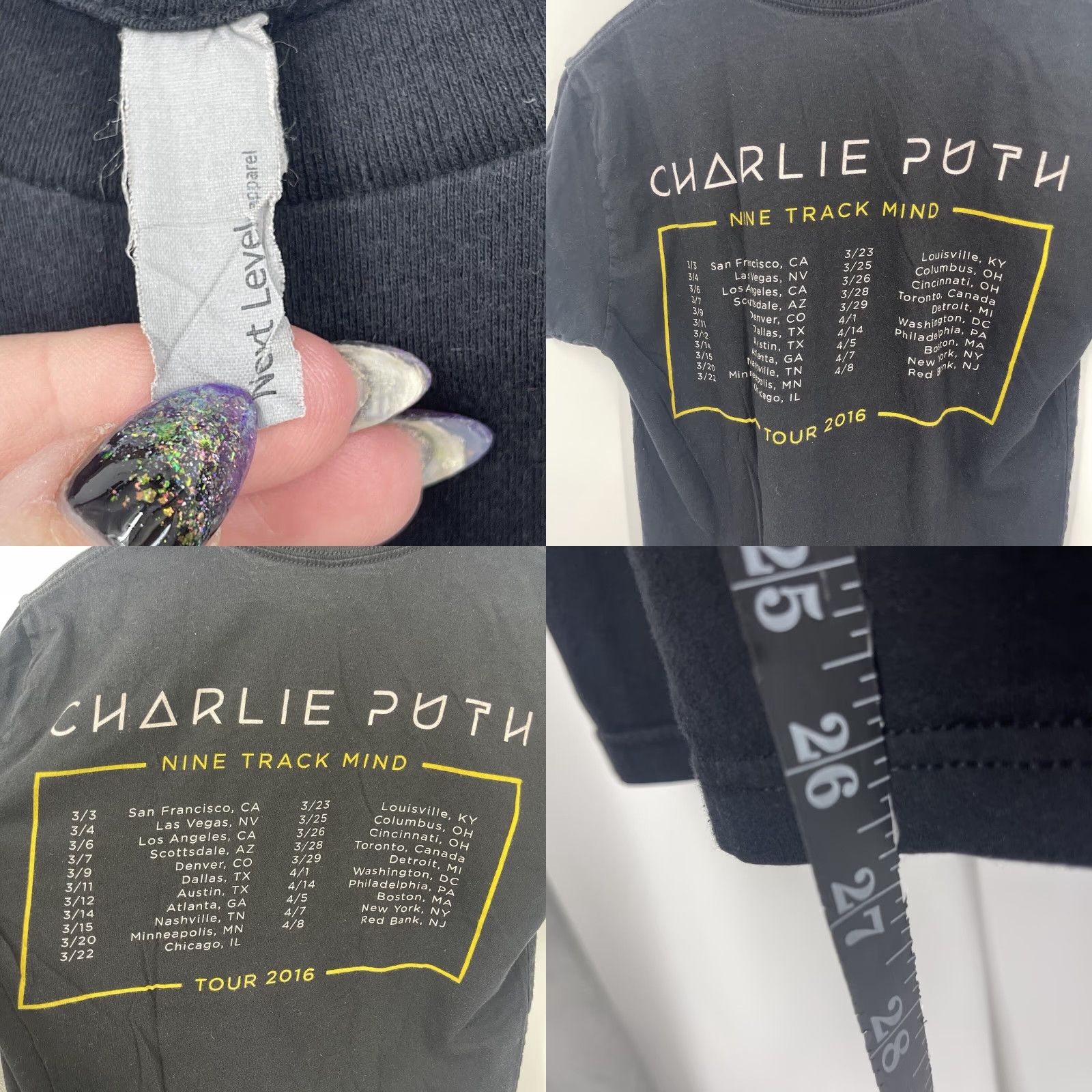 Next Level CHARLIE PUTH Nine Track Mind T-Shirt Mens Small Black Short Sleeve Concert Tee Size US S / EU 44-46 / 1 - 8 Thumbnail