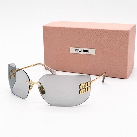 Miu Miu NEW SMU 54Y 5AK30B MIU MIU GOLD GREY WOMEN SUNGLASSES MU54YS Size ONE SIZE - 1 Thumbnail