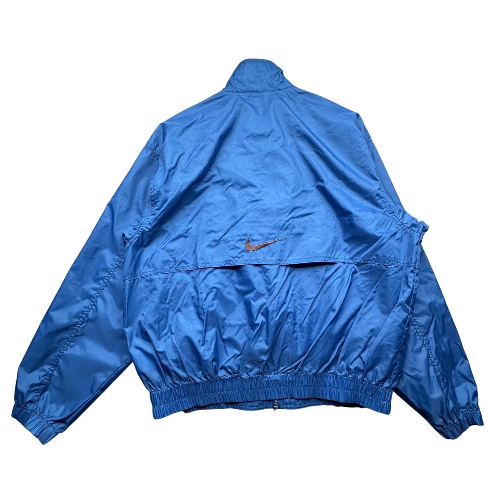 Nike VINTAGE Nike Windbreaker Jacket Mens Medium Royal Blue Swoosh Nylon Zipper Pockets Full Zip Lined 90s Sports Casual Travel Wear Mens Size US M / EU 48-50 / 2 - 2 Thumbnail